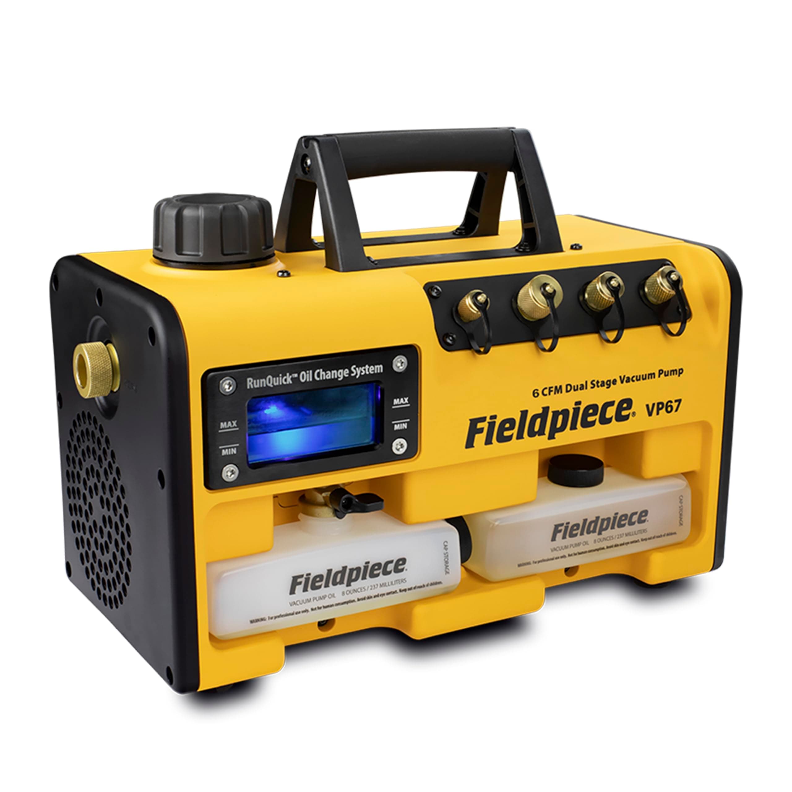 Fieldpiece VP67 Vacuum Pump – 6 CFM, 1/2 HP DC Motor, RunQuick Oil Change System – Portable - Professional HVAC Tool - A2L Compatible