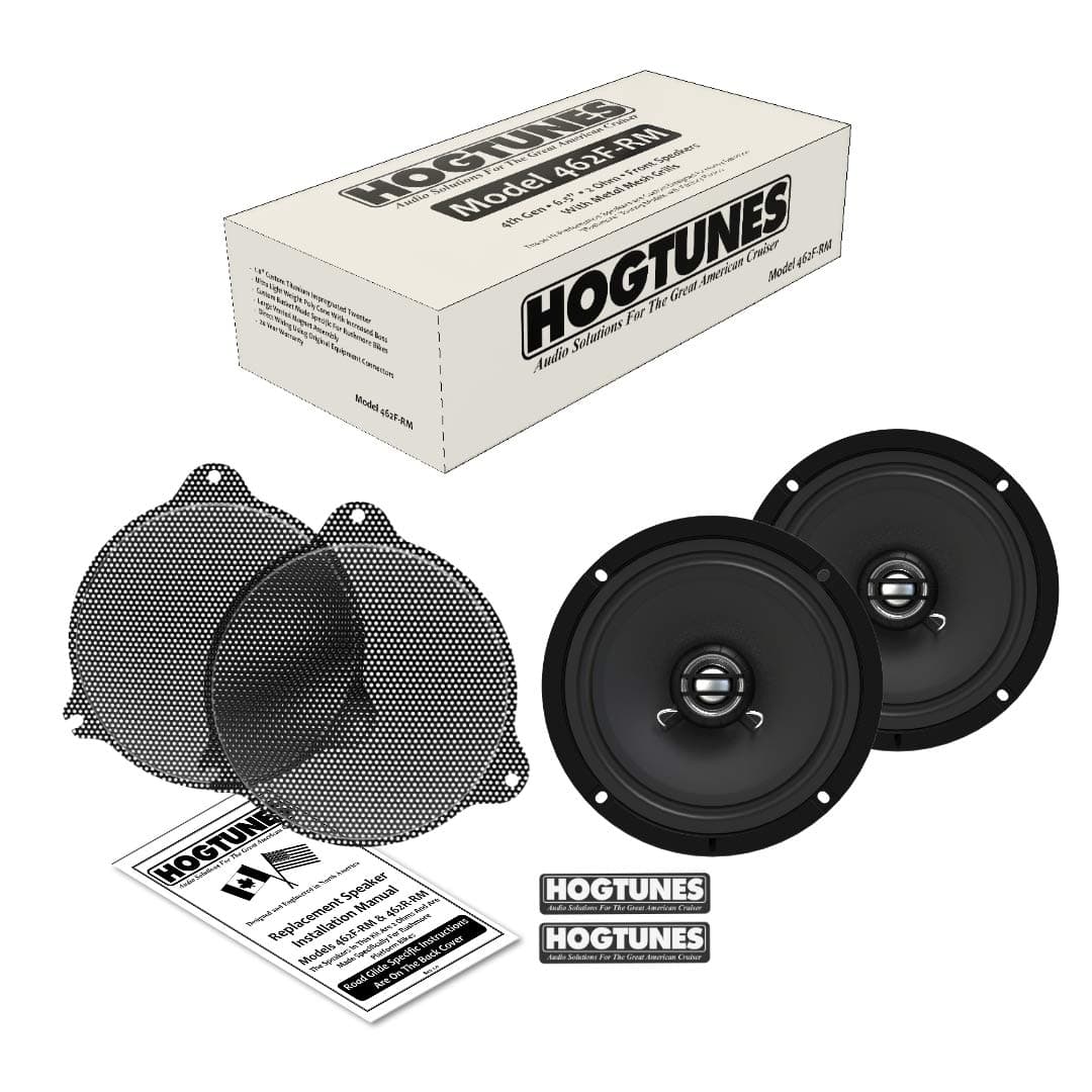 Hogtunes 462F-RM 6.5" Front Speakers with Grills (2 Pack), Fits 2014-Current HD Motorcycles