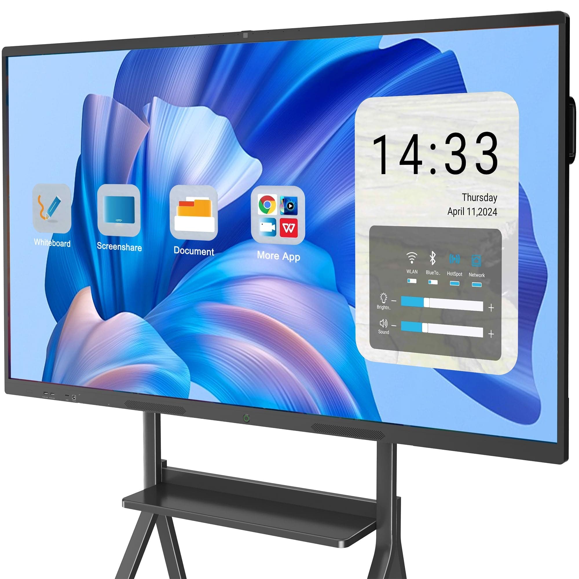 Smart Board, 55" Interactive Whiteboard, 4K UHD Touchscreen Display Electronic Whiteboard, 8+128 GB, Android 14, All-in-One for Classroom Office Home Business (Board & Wall Mount Only)
