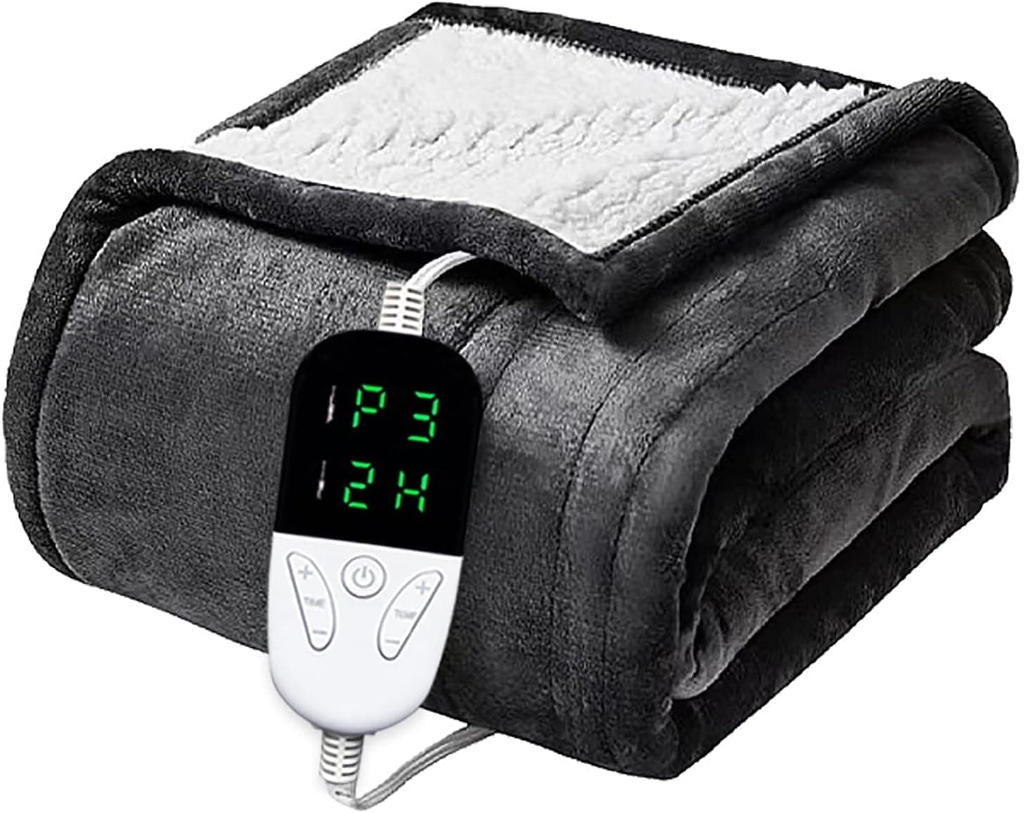 KASTWAVE Large Electric Heated Throw Blanket, Machine Washable Soft Flannel Overblanket, 6 Files of Temperature Control, LED Display, Even Heating, for Office/Dormitory/Wheelchair (Size:130x150cm)