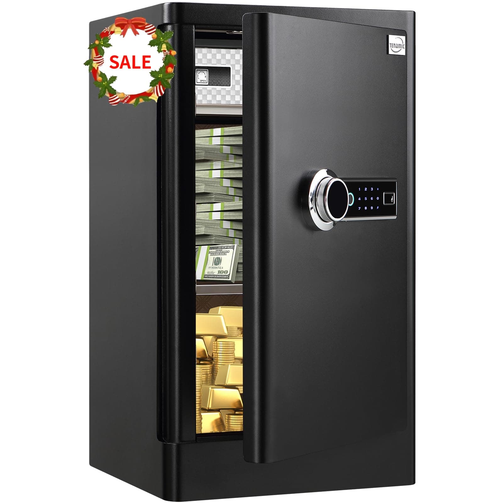 - Deluxe Biometric Fingerprint Safe Box Smart Touch Screen Fireproof Safe for Home Office Hotel 3.83 Cubic