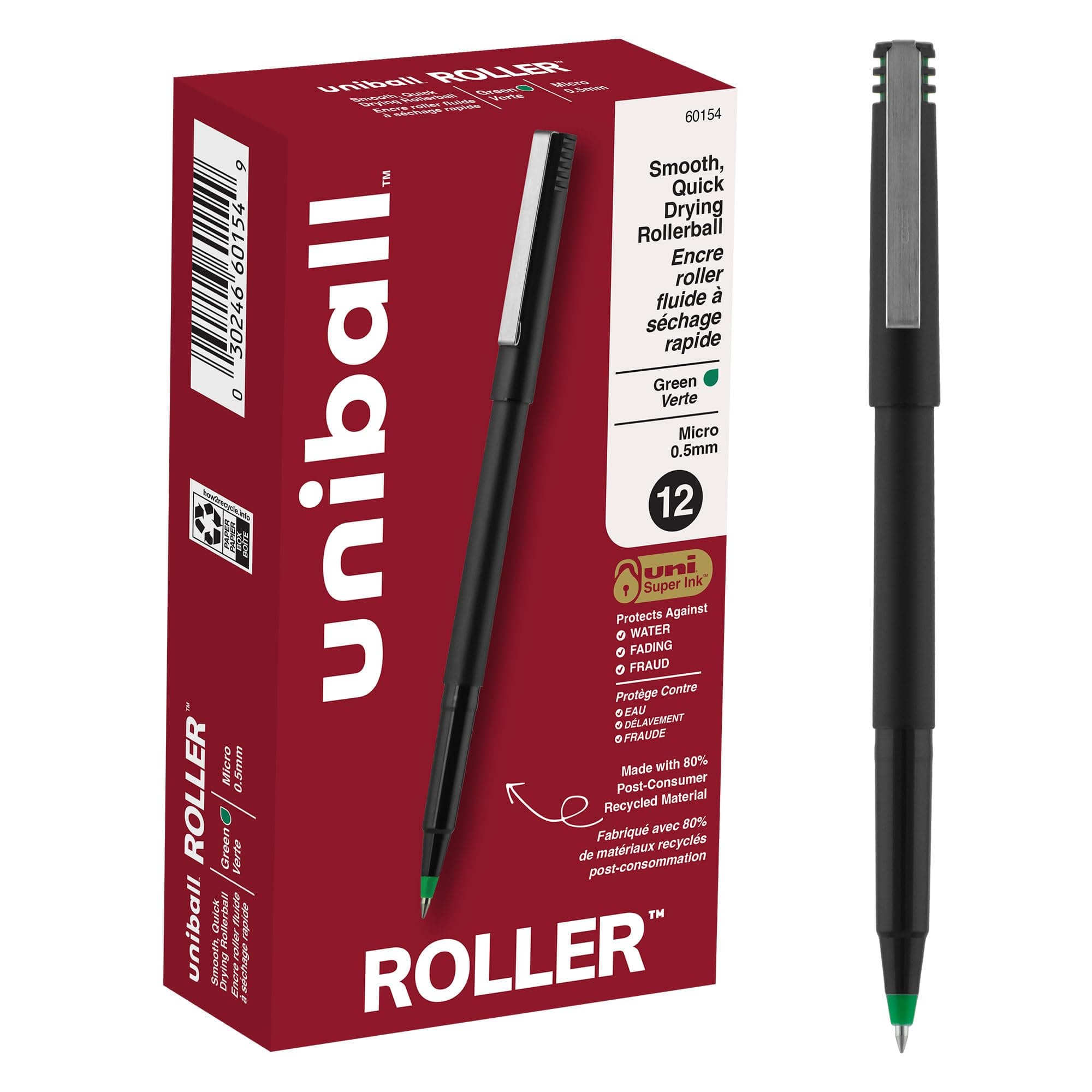 uniball Roller Pen, Micro Point (0.5mm), Green