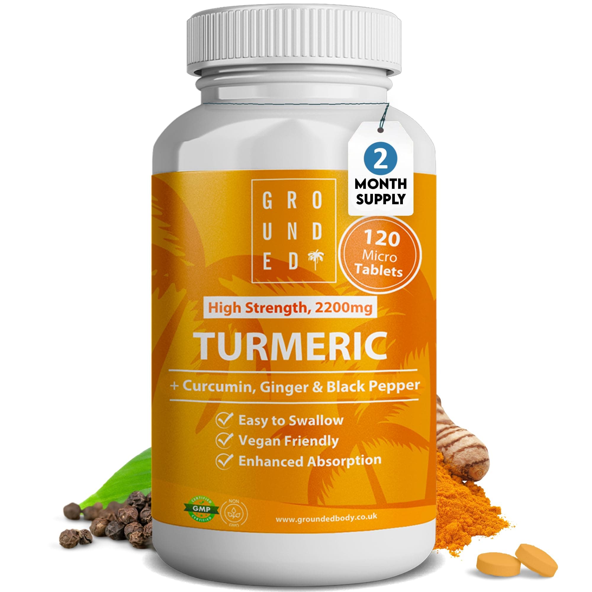 Pure Turmeric Tablets 1,600mg with Organic Black Pepper Extract | 6 Month Sup...