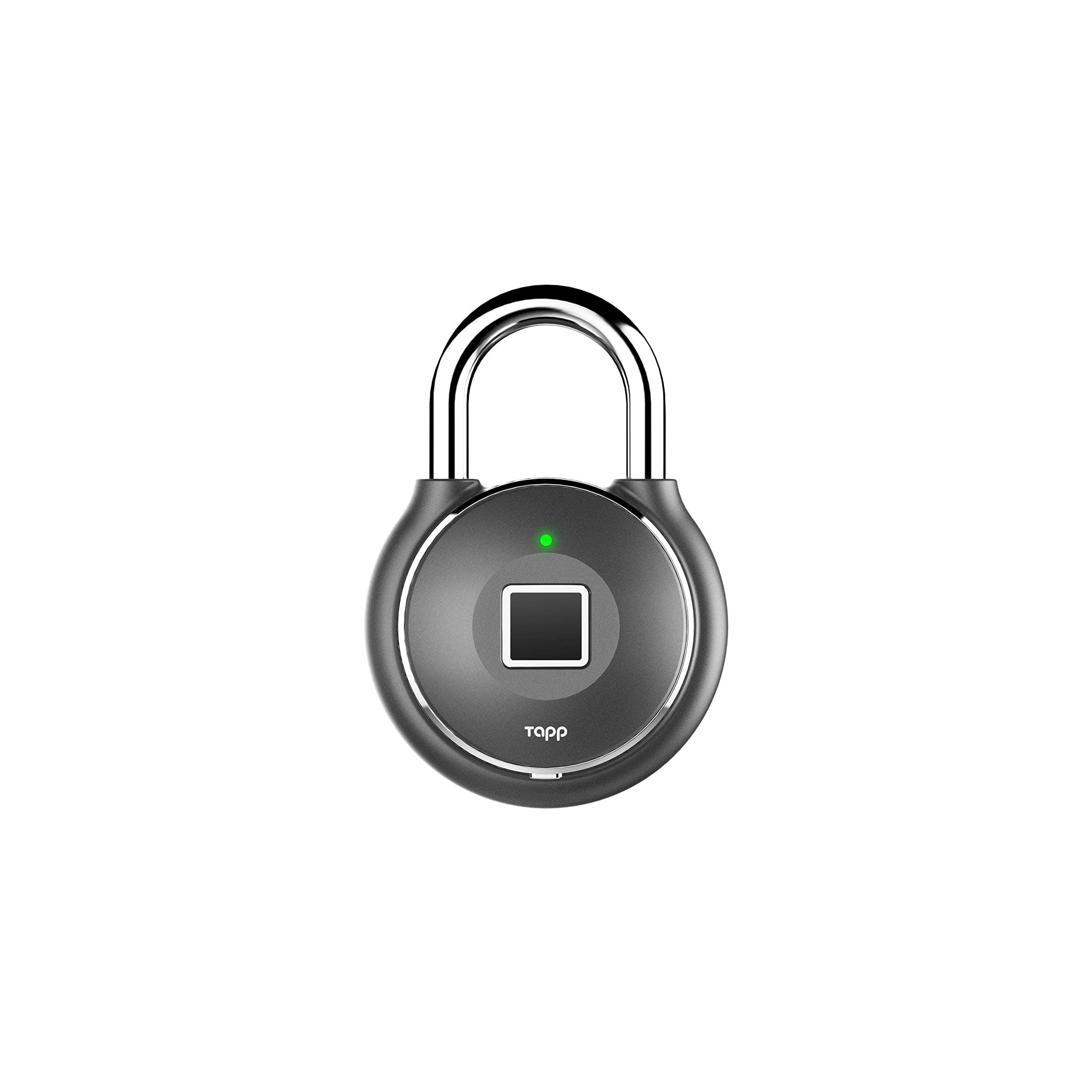 Tapplock TL203AGM Gun Metal One Plus Padlock 56 mm Bluetooth Gunmetal Fingerprint Lock, Bluetoo