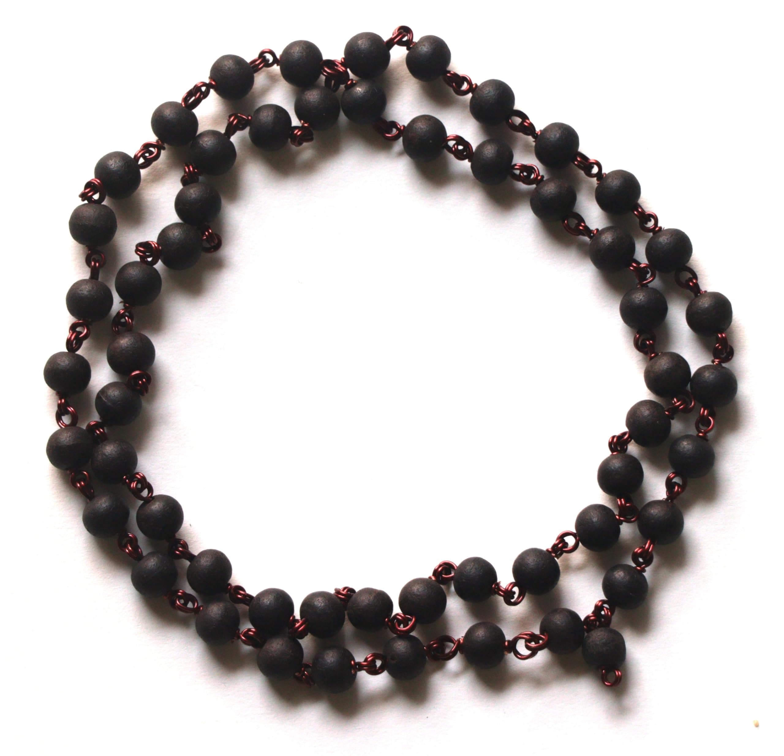 Karungali Malai with Goverment Lab Certificate Made in Copper Wire 54+1 Beads (8mm Beads Size) Ebony Wood - கருங்காலி மாலை, Black