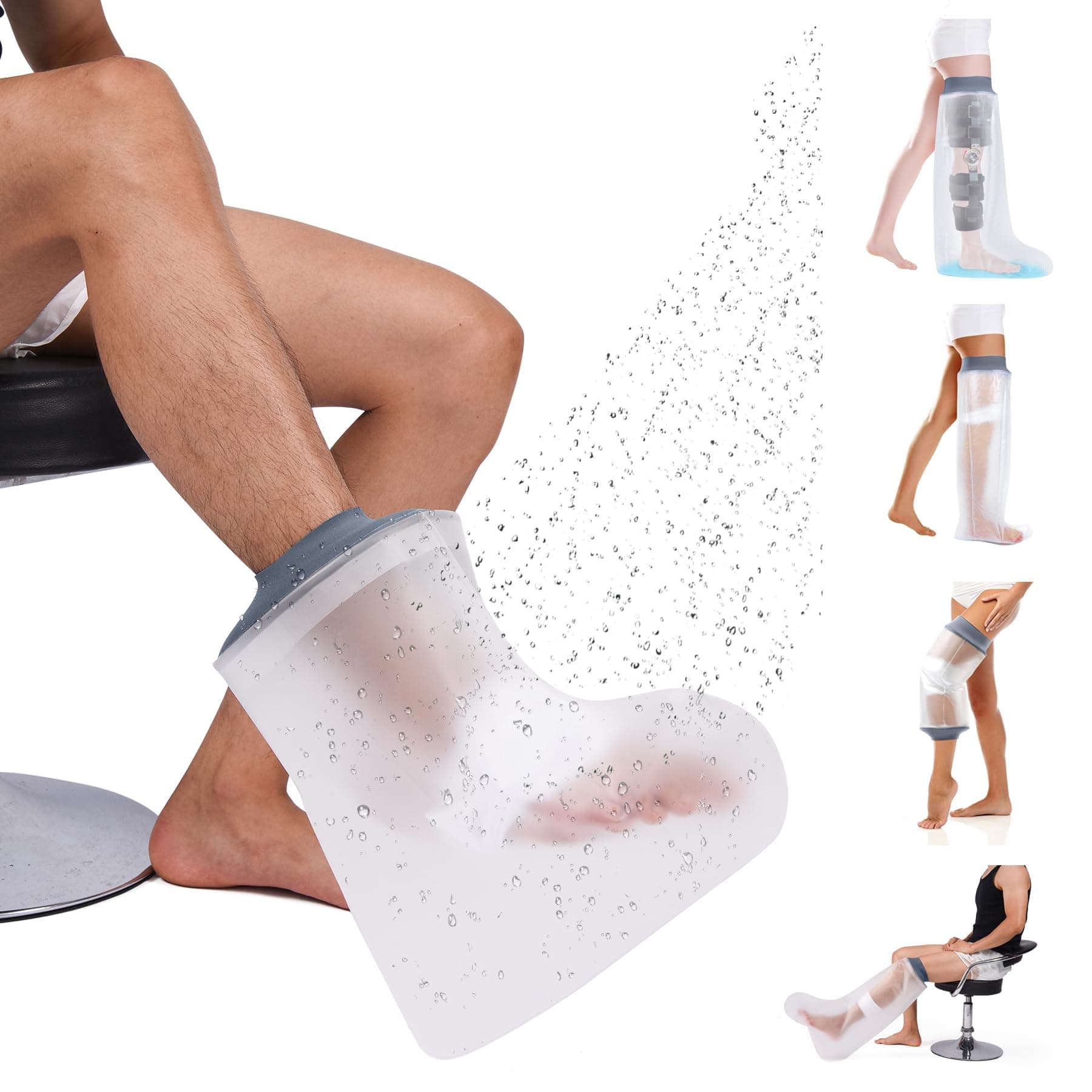 COMFYTHERA Waterproof Cast Cover for Shower Ankle Wound Protector Bath Adult Watertight Cast Bag Showering for Surgery Foot, Ankle, Burns Reusable (A - 1 Foot)