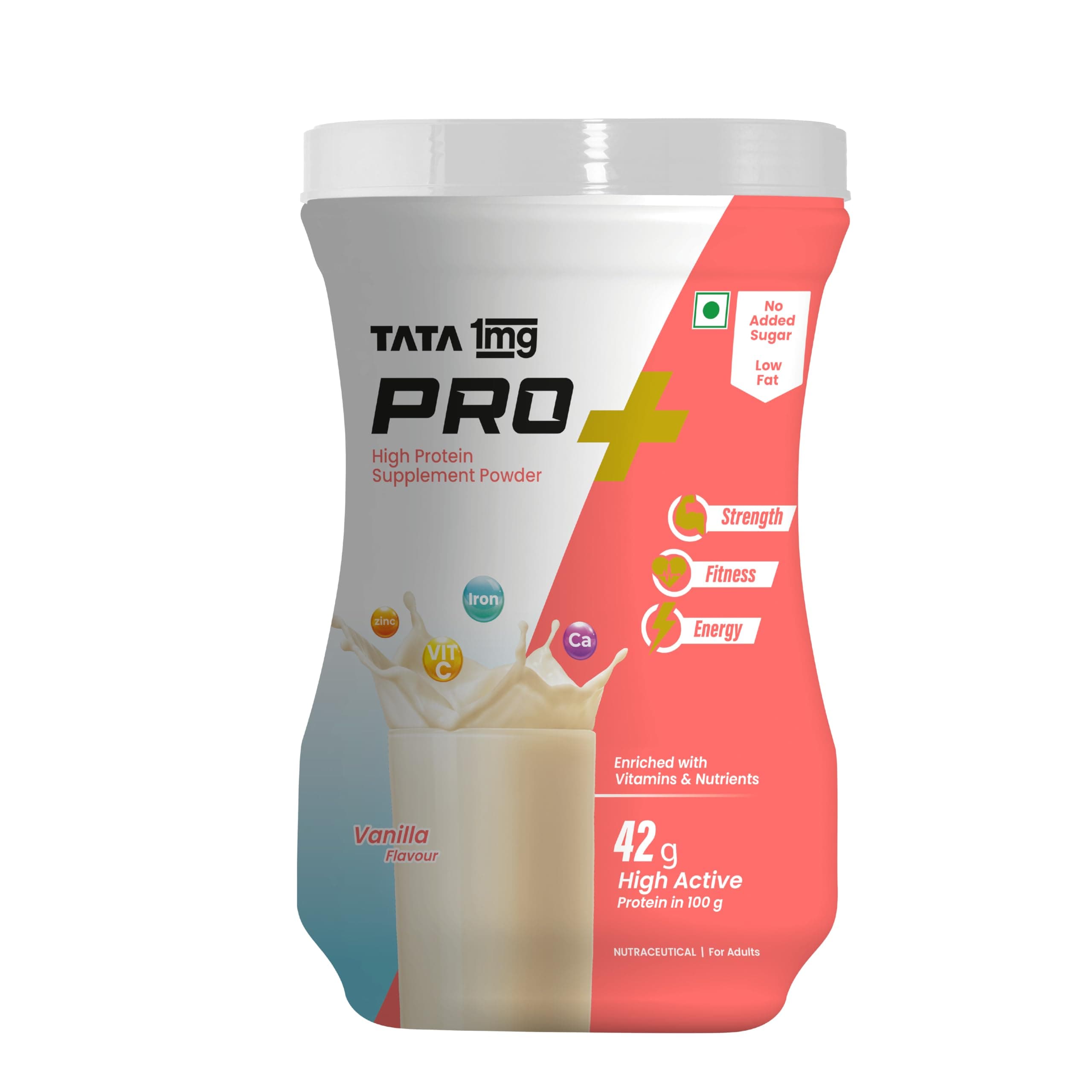 Pro+ Soy Protein Supplement Powder- High Protein for Muscle & Bone Strength, Overall Fitness, and Energy with 23 essential nutrients,Low Fat & No Added Sugar,Vanilla Flavour