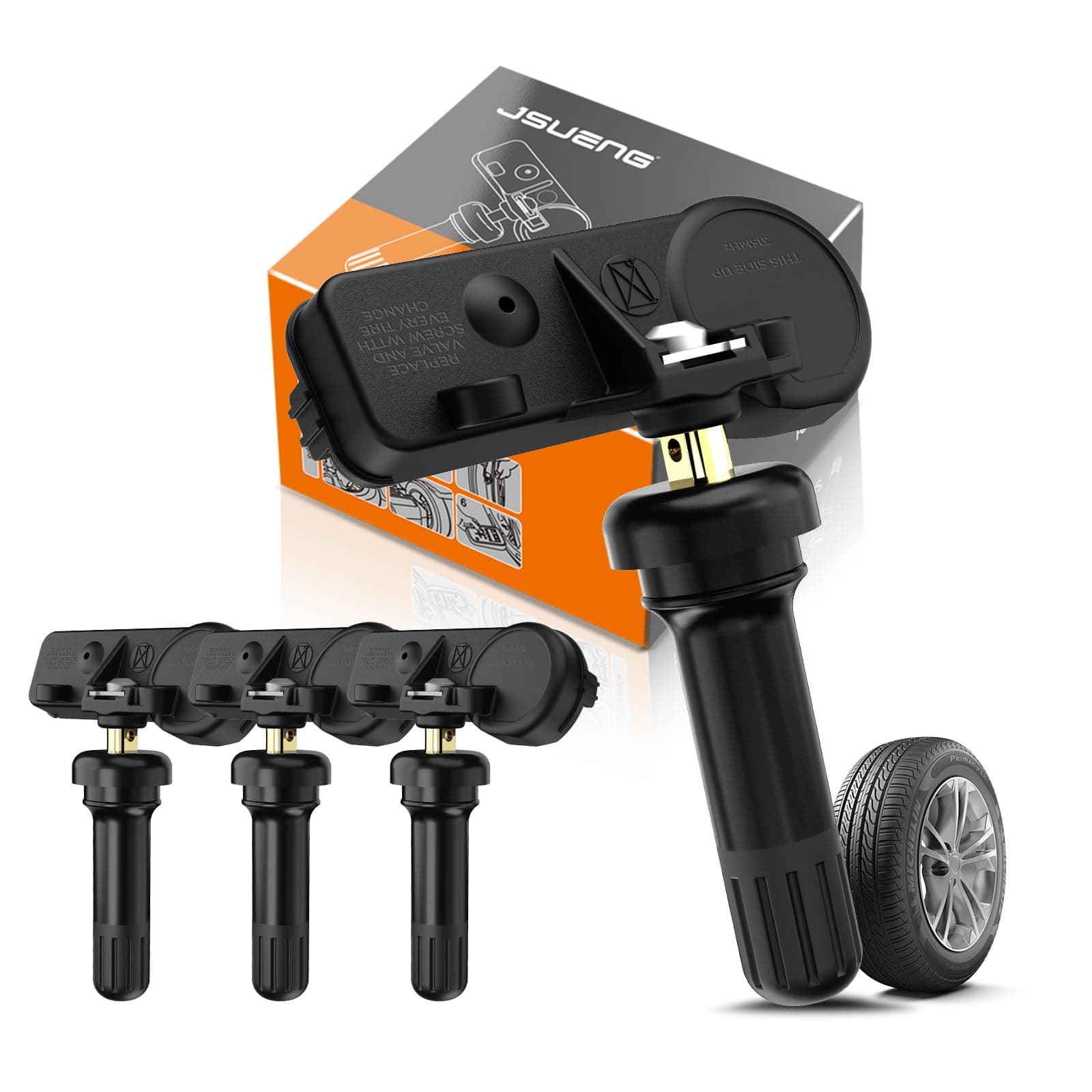 Ford TPMS Sensor, Tire Pressure Monitoring System Sensor fit for Ford F150 F250 F350 F450 Expedition Focus Fusion Mustang, Lincoln MKZ MKS Replaces 9L3Z1A189A 9L3T1A180AF DE8T1A180AA 4-Pack 315Mhz