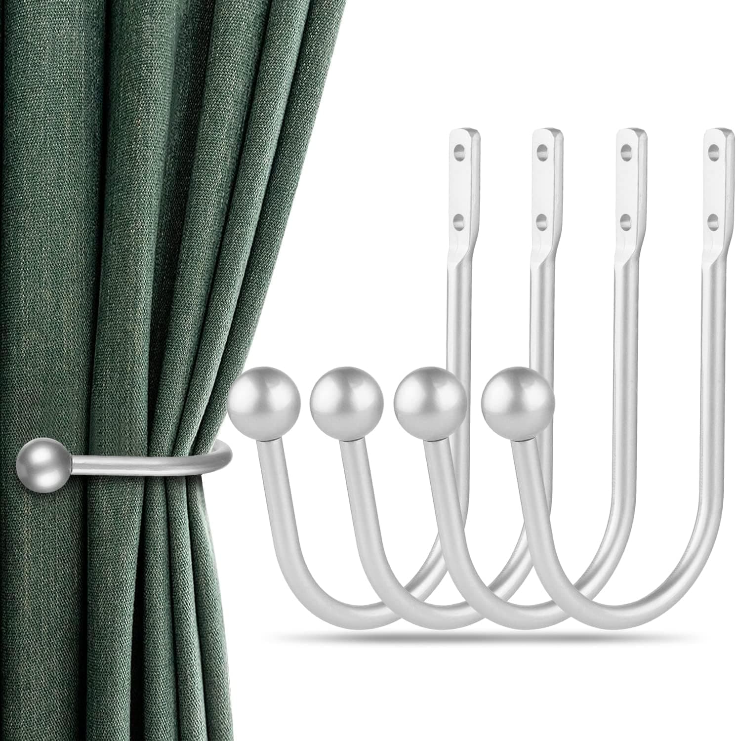 Curtain Holdbacks, 4pcs Curtains Holder Wall Mounted Drapery Tiebacks Retro Window Hook for Home Decor