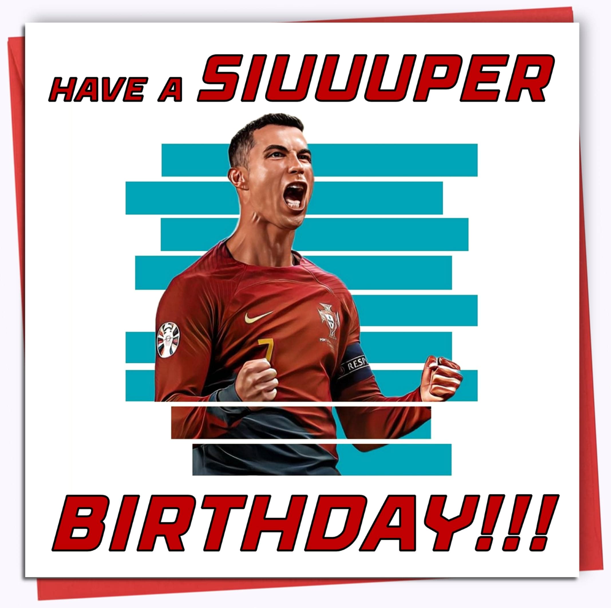 Printperfect Ronaldo Football Birthday Cards For Boys - Football Birthday Card For Son - Football Birthday Card For Men “Have A Siuuuper Birthday!” - Football Fan Gift - Football Fan Birthday Card