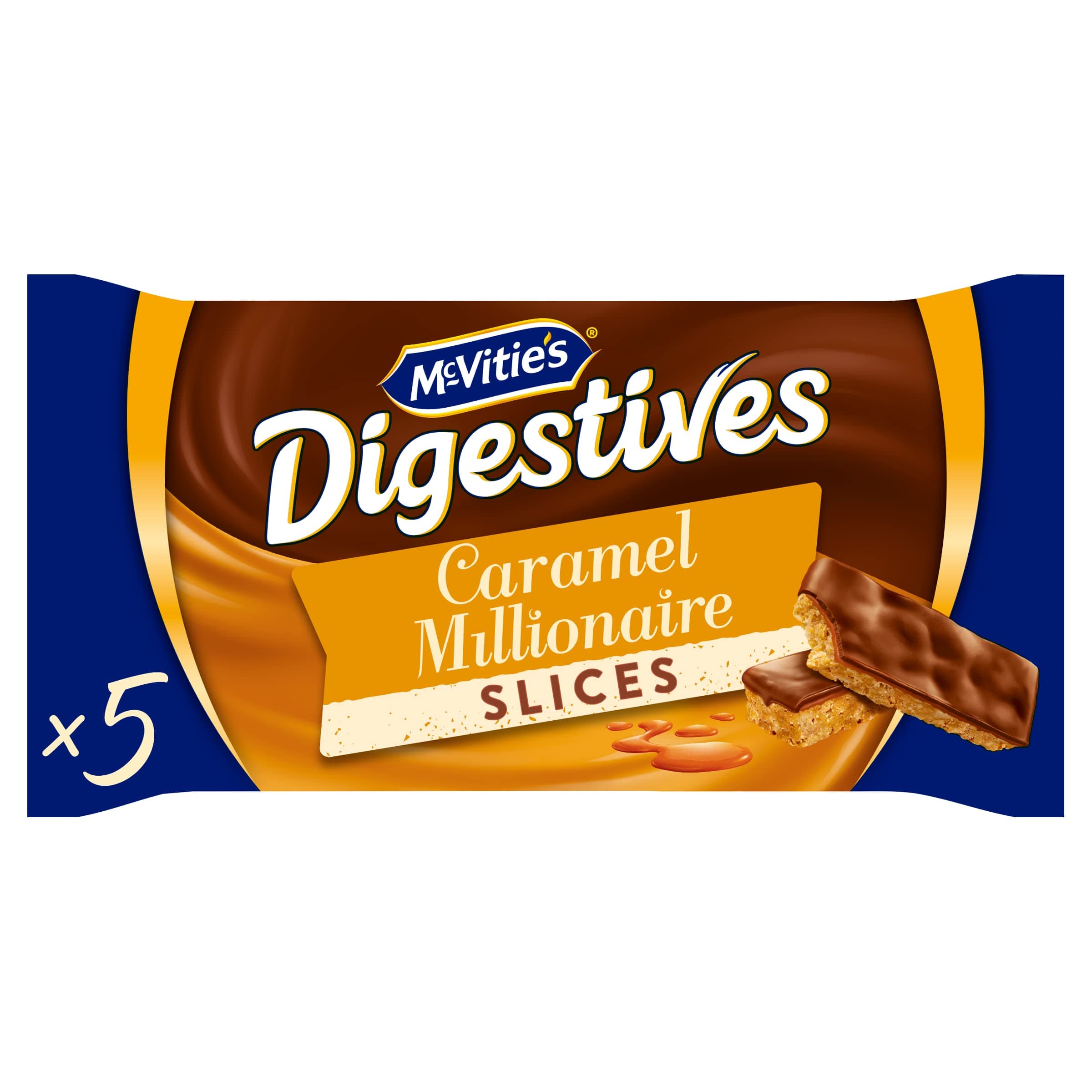 McVitie's Digestive Caramel Millionaire Individually Wrapped Slices, 5 Slices per Pack, 109.9 g (Pack of 1)