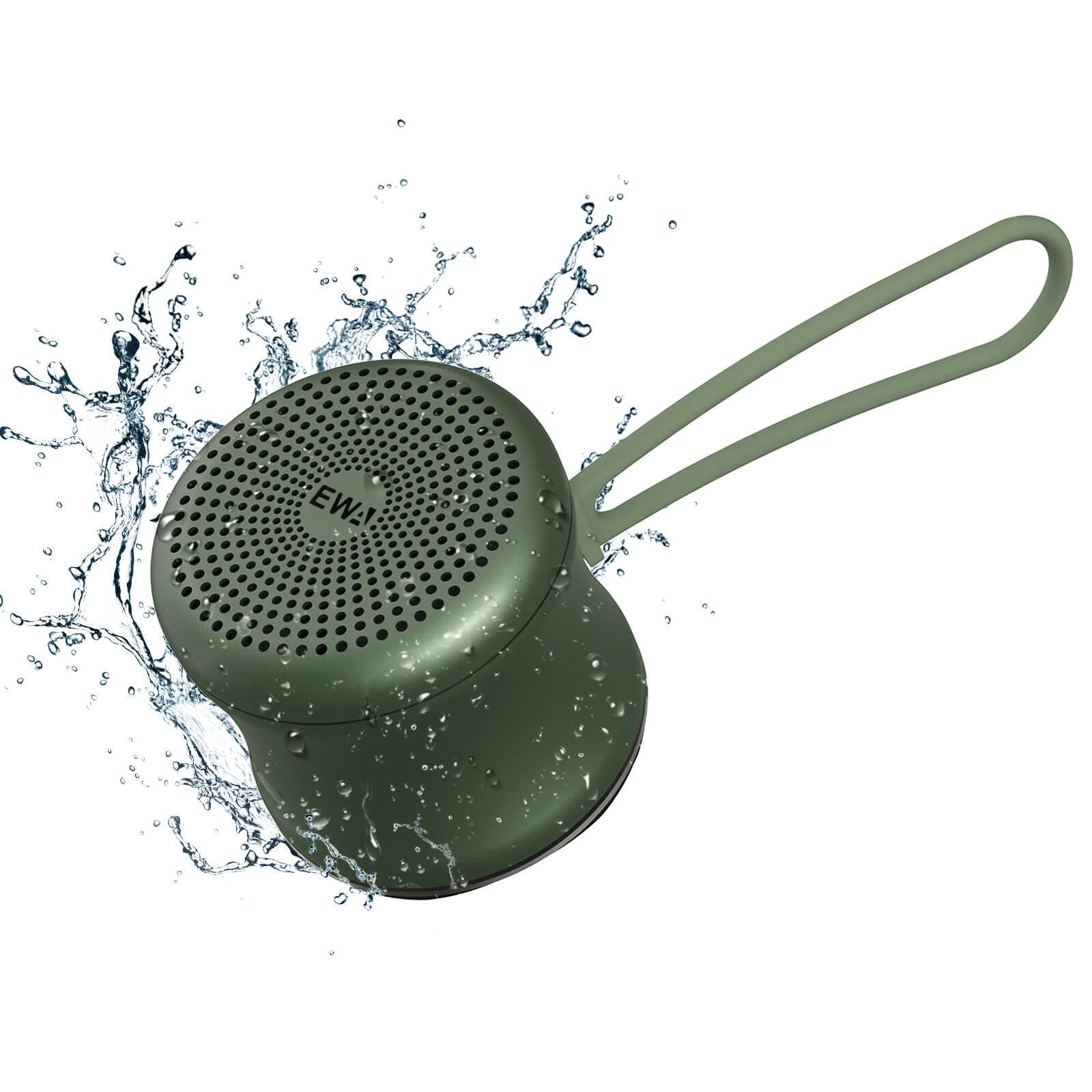 EWA A119 Mini Bluetooth Speaker with Lanyard, Small Speaker with Bass Radiator, IPX7 Waterproof, Tiny but Powerful, Super Cute Metal Wireless Portable Speaker for Home, Office, Travel, Outdoors(Green)