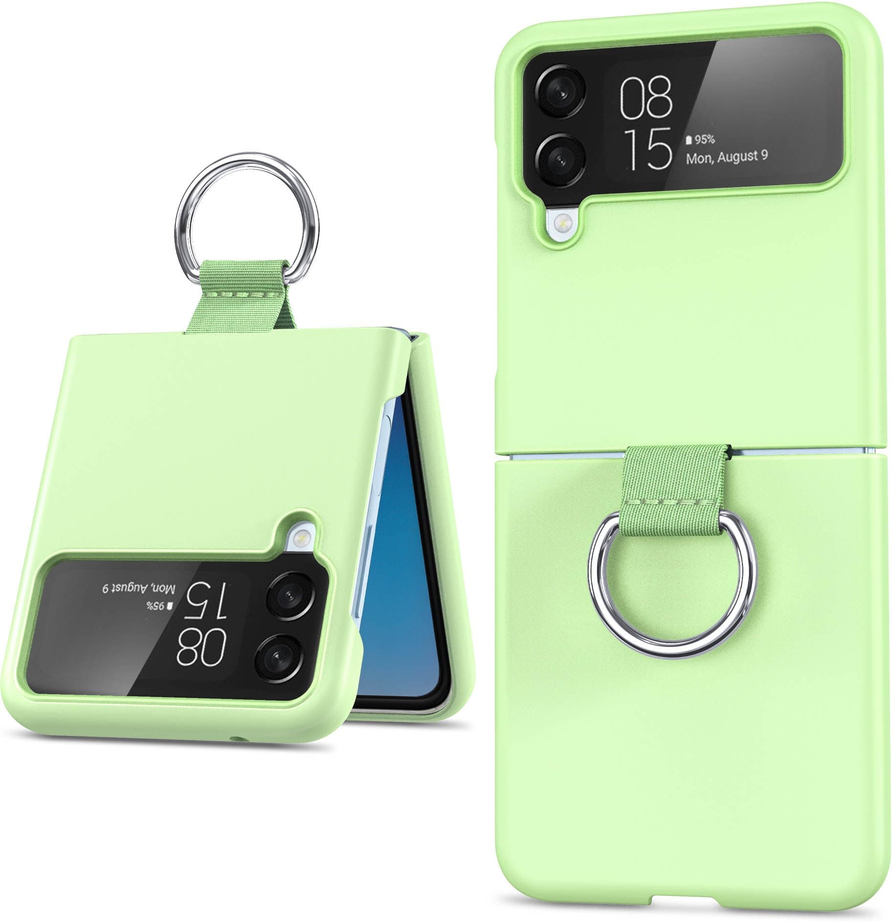 Scalebee Back Cover for Samsung Galaxy Z Flip 4 / Flip4 5G Ultra Thin Slim Protective Case Cover with Metal Ring Skin Feel (Light Green)