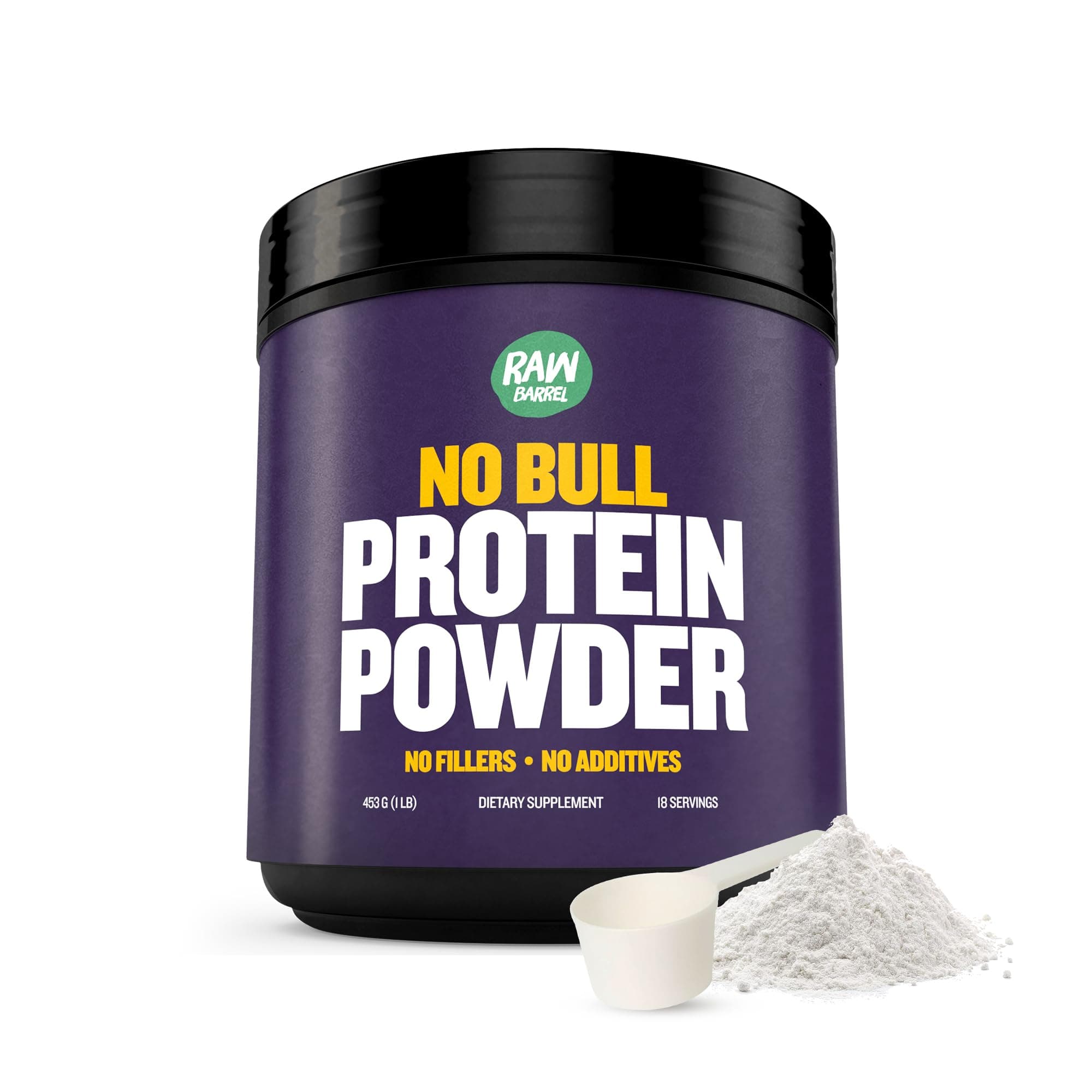 2lb No Bull Unflavored Whey Protein Powder, Pure, Instantized Whey Supplement,High Protein, Low Carb, No Fillers, No Additives, Flavorless