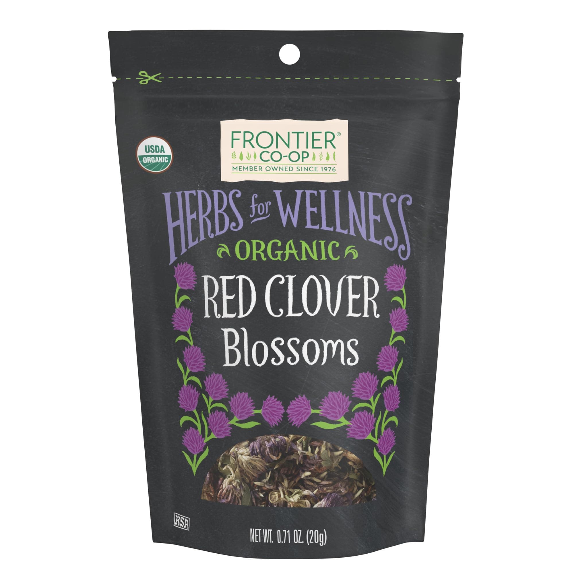 Frontier Co-op Organic Whole Red Clover Blossoms, 0.71oz - Fragrant, Natural and Versatile for Garnishes and Red Clover Tea - Kosher, Non-Irradiated