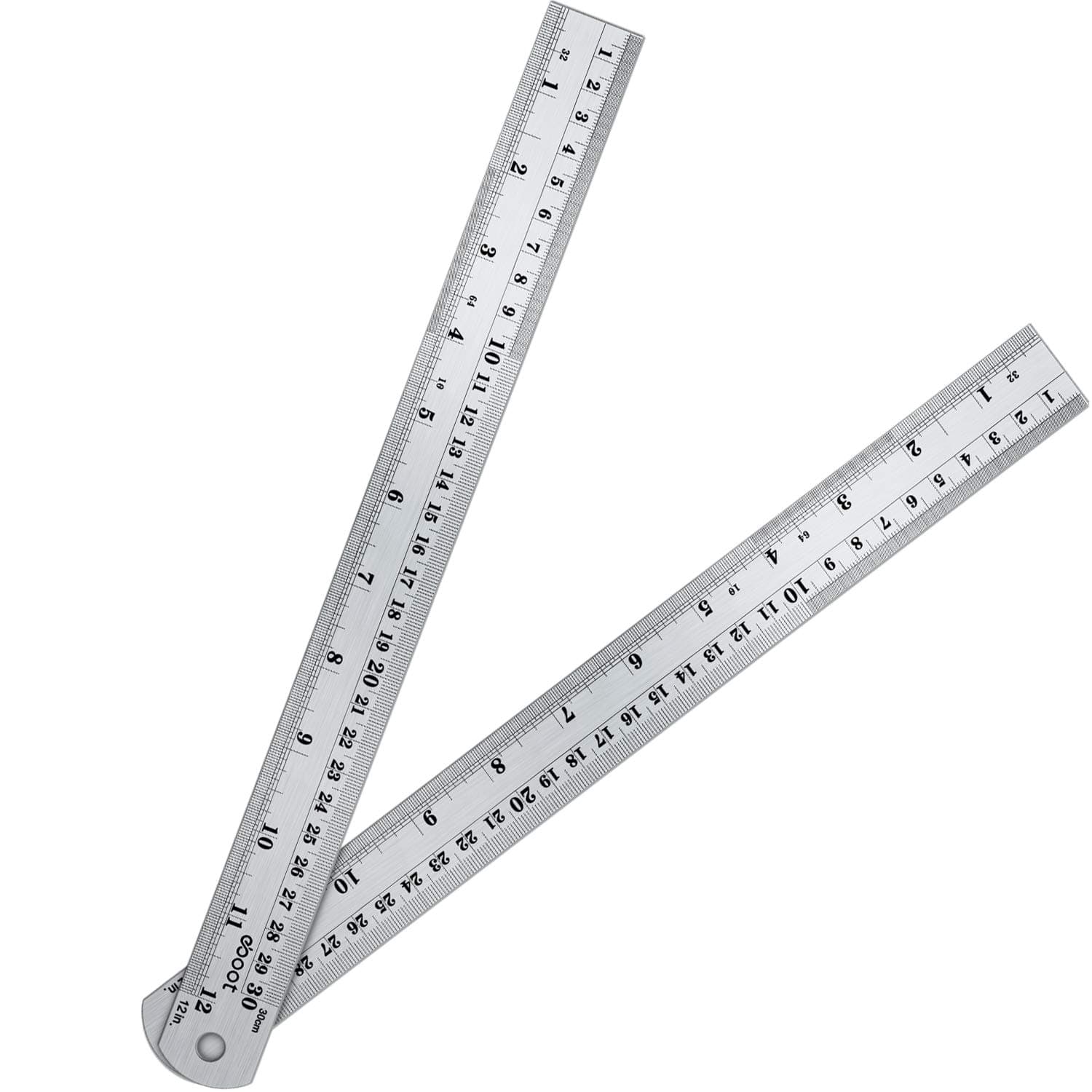 Stainless Steel Ruler and Metal Rule Kit with Conversion Table (Silver, 12 Inch, 12 Inch)