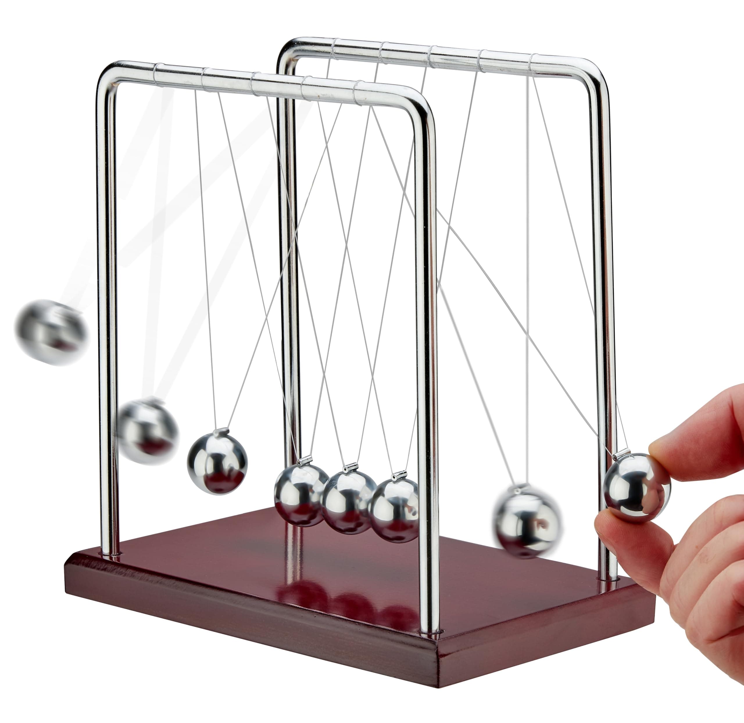 Playbees Newton's Cradle Pendulum Balance Balls Science Physics Gadget 5 Beads Brown Kinetic Motion Toy Desktop Decoration Calm Down Fidgets Accessories Physics Learning Desk Toy