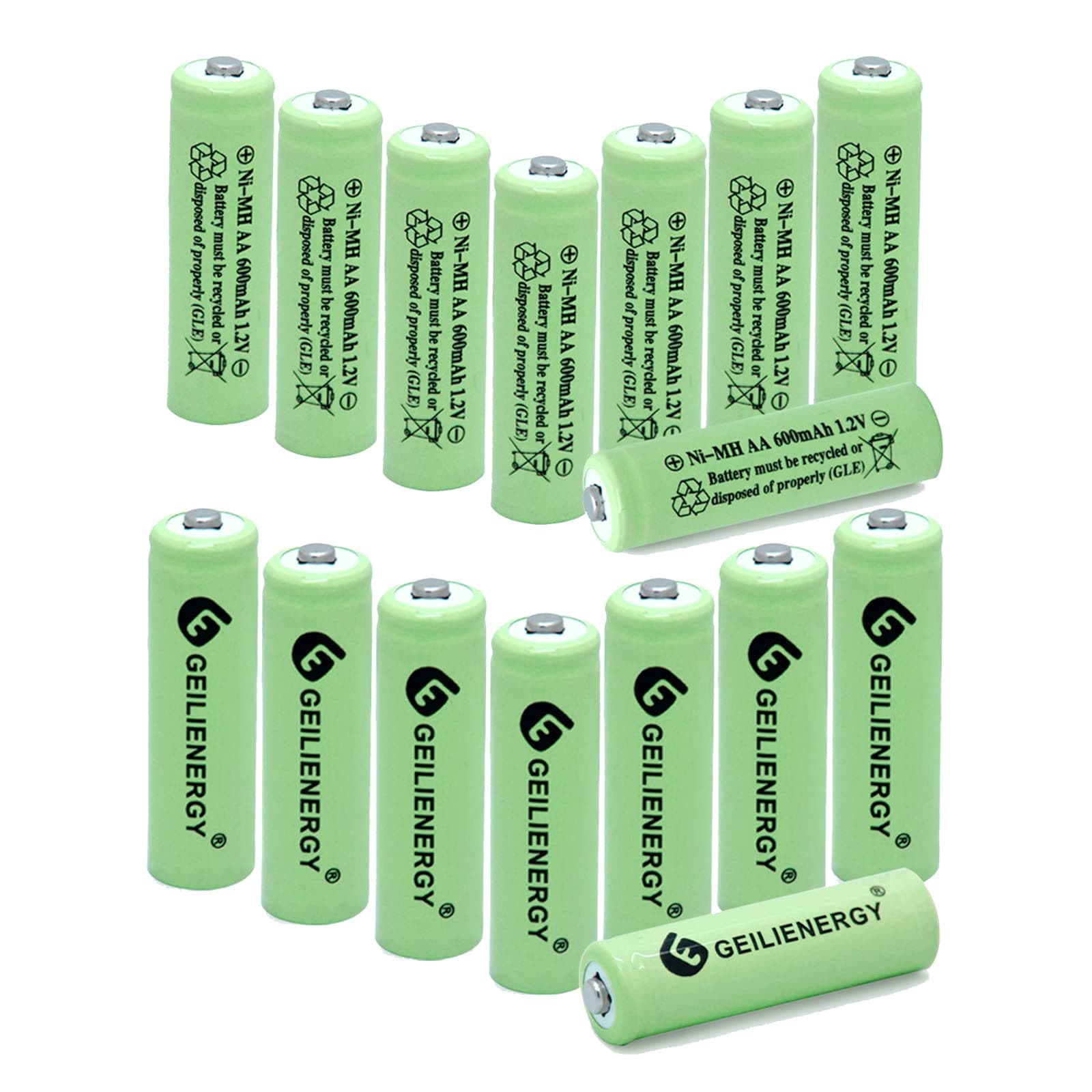 QBLPOWERAA Ni-MH 600mAh 1.2V Double A Pre-Charged Rechargeable Batteries for Outdoor Garden Landscaping Solar Lights,String Lights,Flashlights,Remotes,Wireless Mouses, Radio(16Pcs)