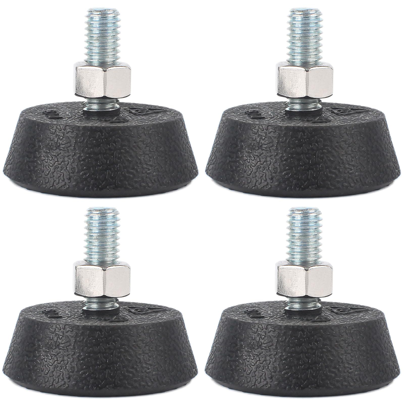 (4 Pack) for Peloton Exercise Bike Support Foot Pad, Upgraded Stainless Steel 3/8" Leveling Screws, Rubber Swivel Non-Slip Shock-Absorbing, Easy Install Replacement Parts