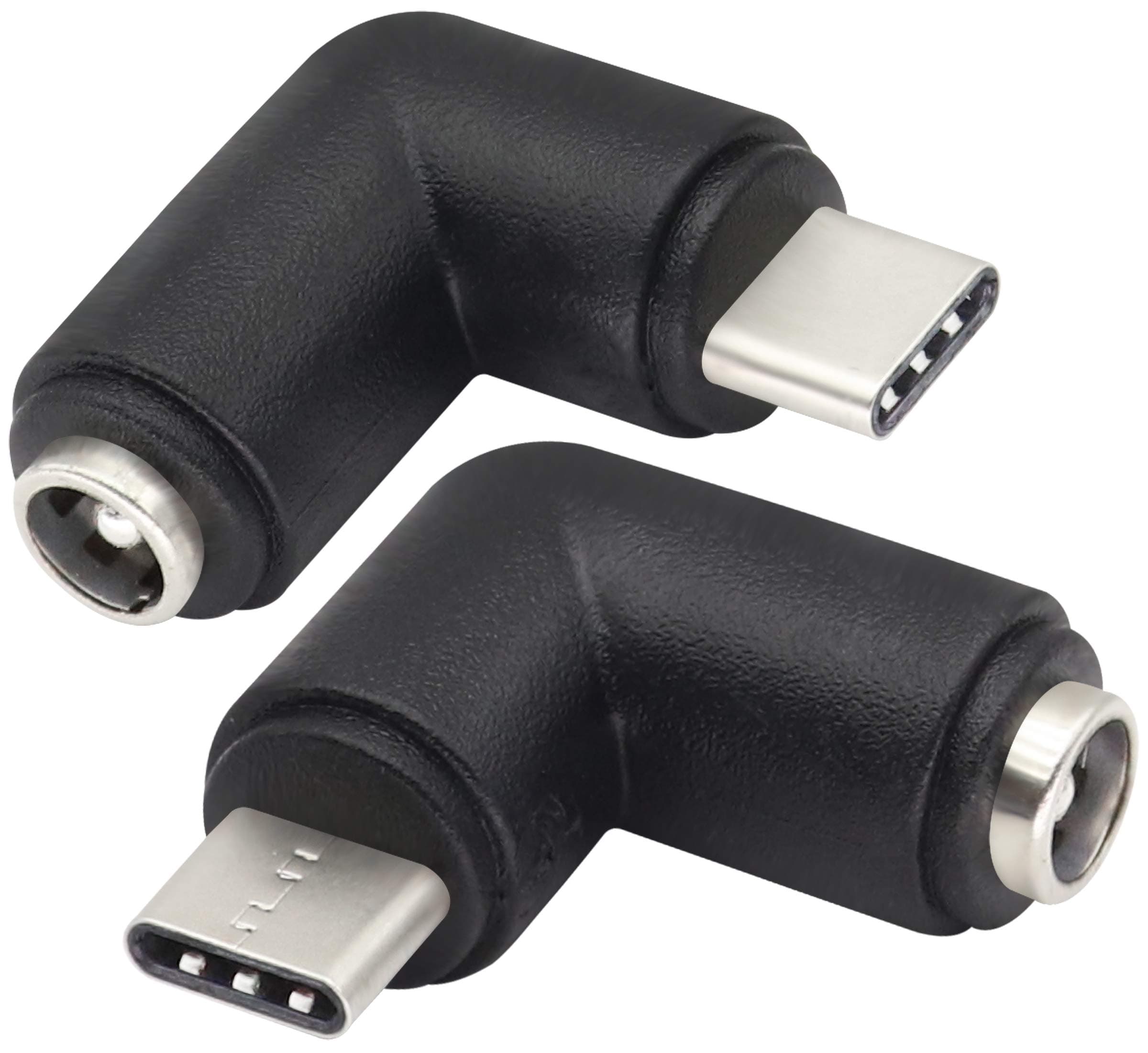 90 Degree Type C USB Male to DC 5.5x2.1mm Female Connector DC Barrel Jack Power Adapter for Type C USB Charging Device (2Pack)