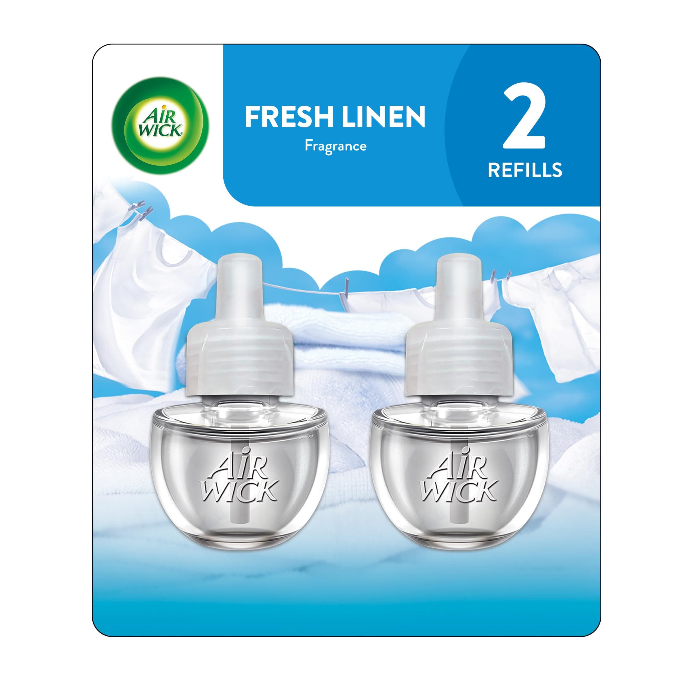 Air Wick Plug in Scented Oil Refill, 2 ct, Fresh Linen, Air Freshener, Essential Oils