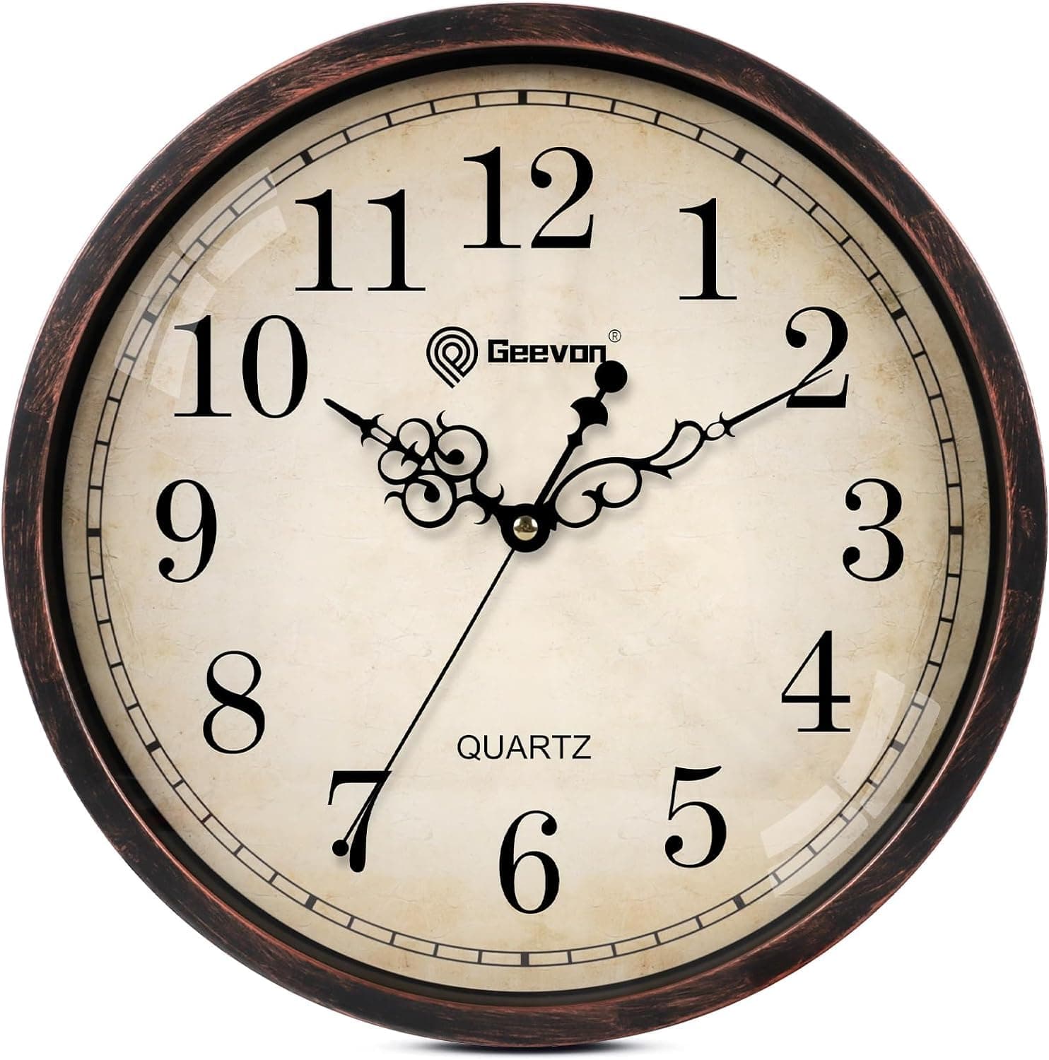 Geevon Retro Silent 12 Inch Wall Clock Non Ticking, Rustic Vintage Clock Quartz Decorative, Battery Operated Wall Clock for Kitchen/Office/Classroom/Bedroom/Living Room Decor