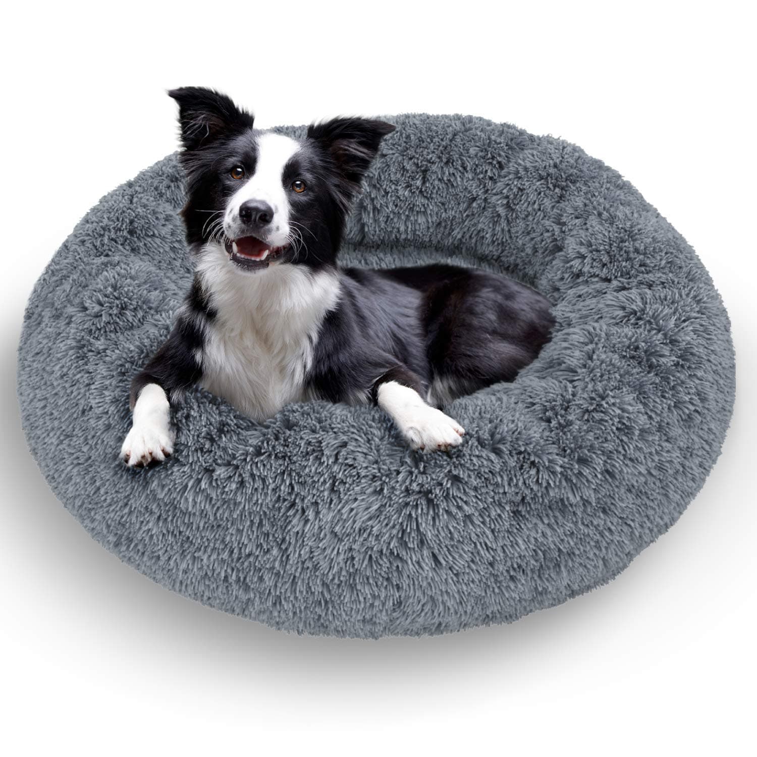 Active Pets Plush Calming Dog Bed, Donut Dog Bed for Small Dogs, Medium & Large, Anti Anxiety Dog Bed, Soft Fuzzy Calming Bed for Dogs & Cats, Comfy Cat Bed, Marshmallow Cuddler Nest Calming Pet Bed