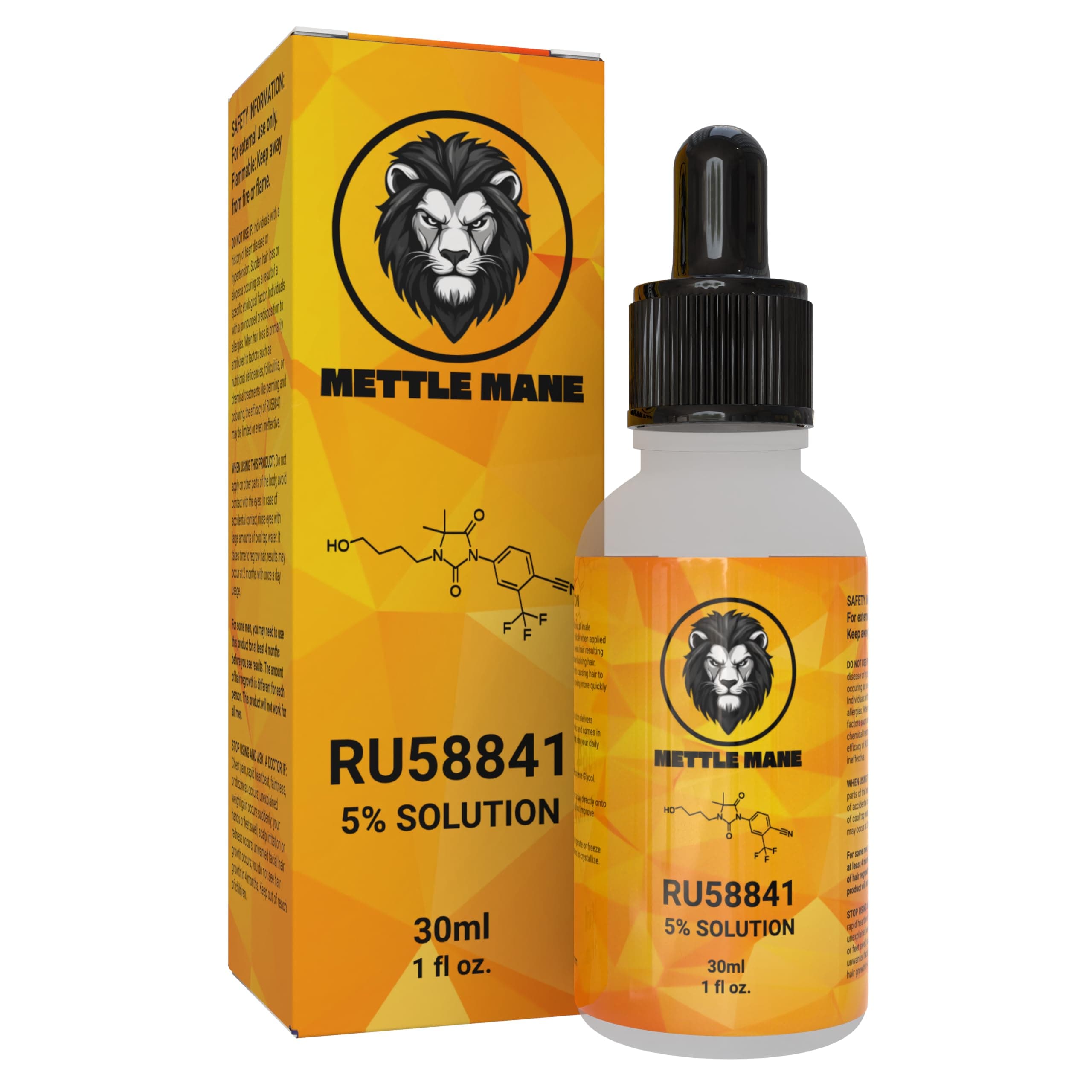 RU58841 5% Solution (50mg/ml) - DHT Blocker - Advanced Hair Loss Treatment - Anti-Androgen Hair Tonic - Promotes Hair Regrowth and Prevents Male Pattern Baldness - 30ml