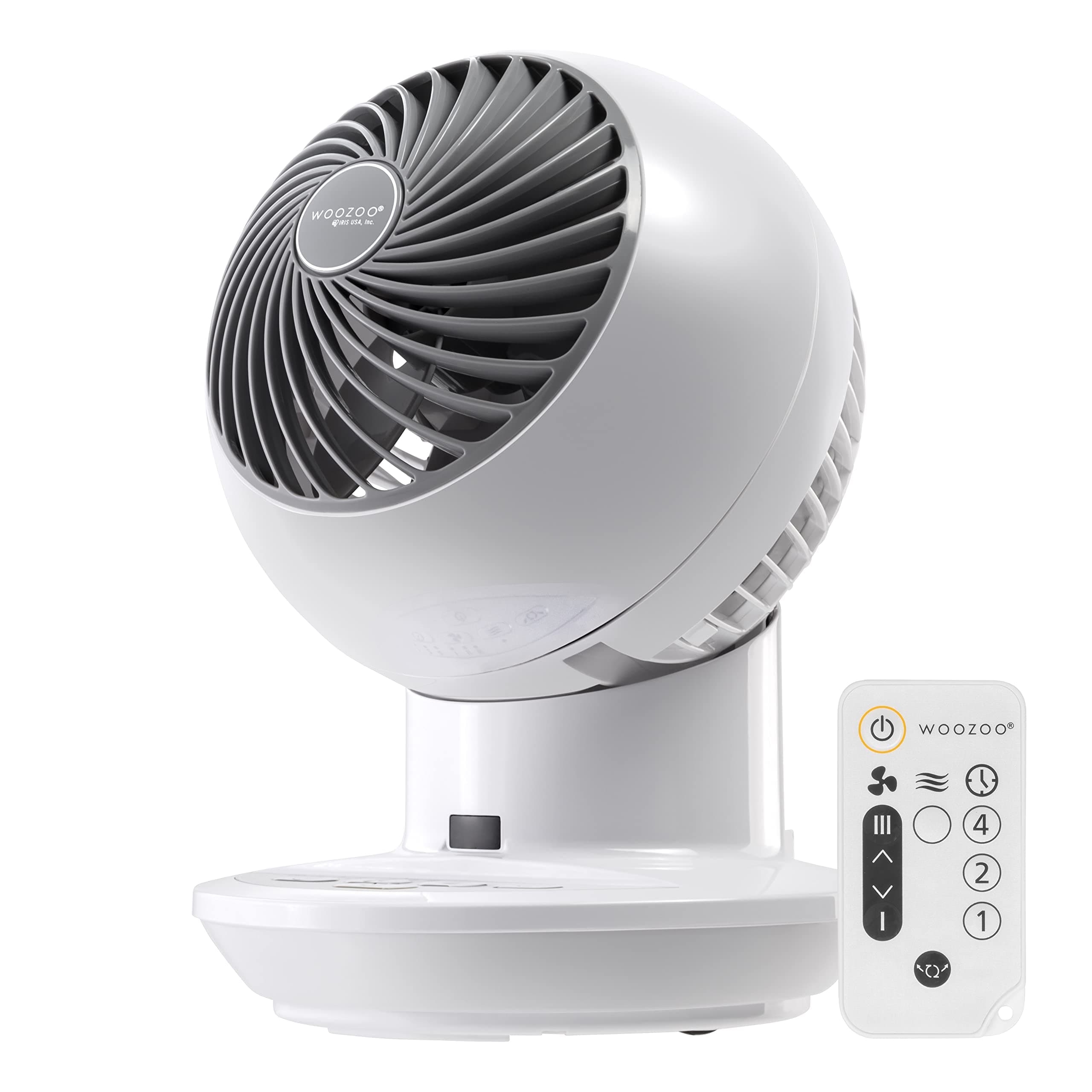 IRIS USA WOOZOO Air Circulator Fan with Remote, Oscillation, 3 Speeds, 52ft Max Air Distance, Adjustable Tilt, Quiet Motor, Small Fan for Bedroom, Office, Dorm, White