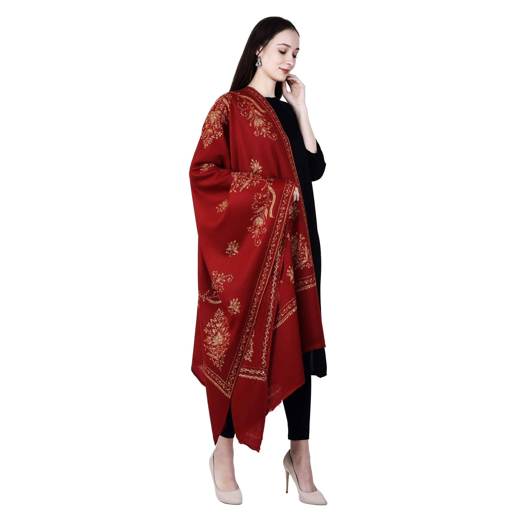 Women's Kashmiri Hand Embroidered Pure Wool Shawl