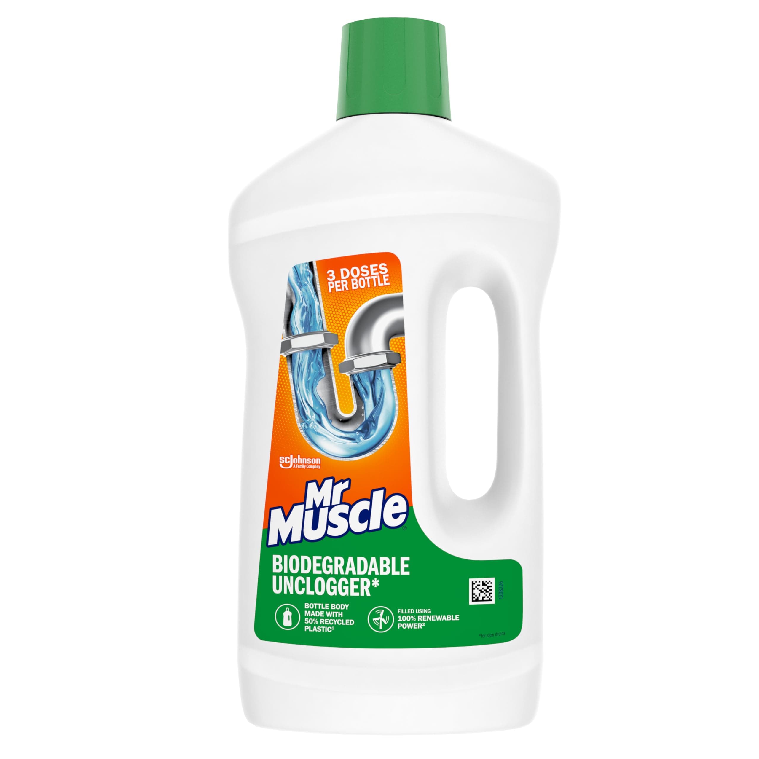 Mr Muscle Biodegradable Drain Unclogger & Cleaner, Biodegradable Formula to Clear Slow Drains, Safe on All Pipes, 750ml