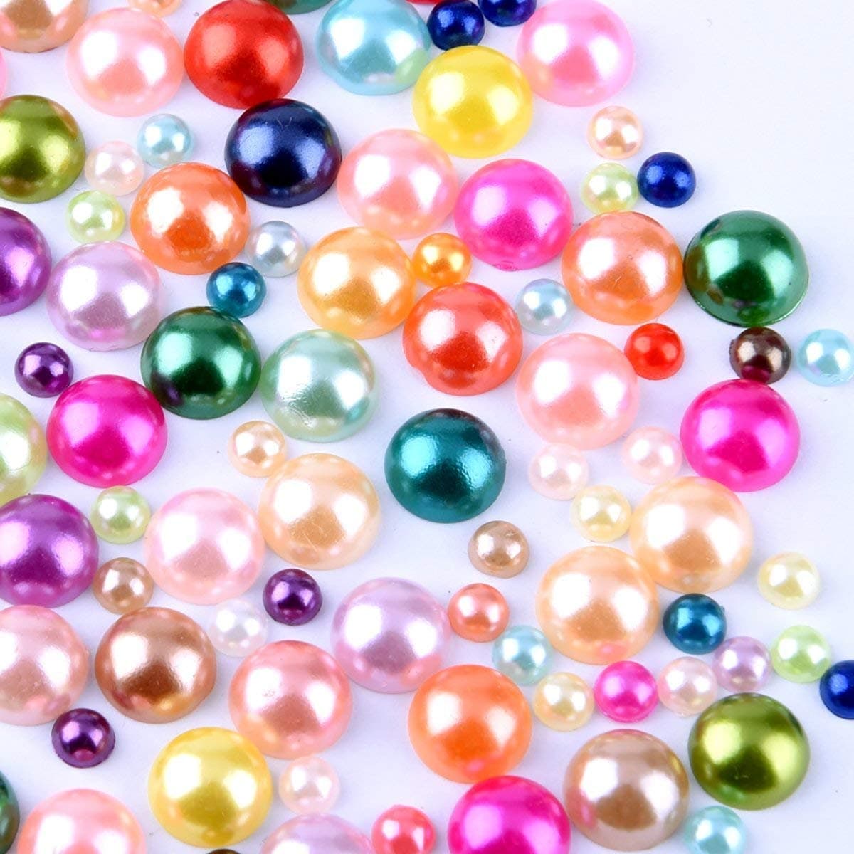 400 pcs DIY Art Mixed Color Half Round Pearl Bead Flat Back 4mm - 8mm Scrapbook for Craft M1-10
