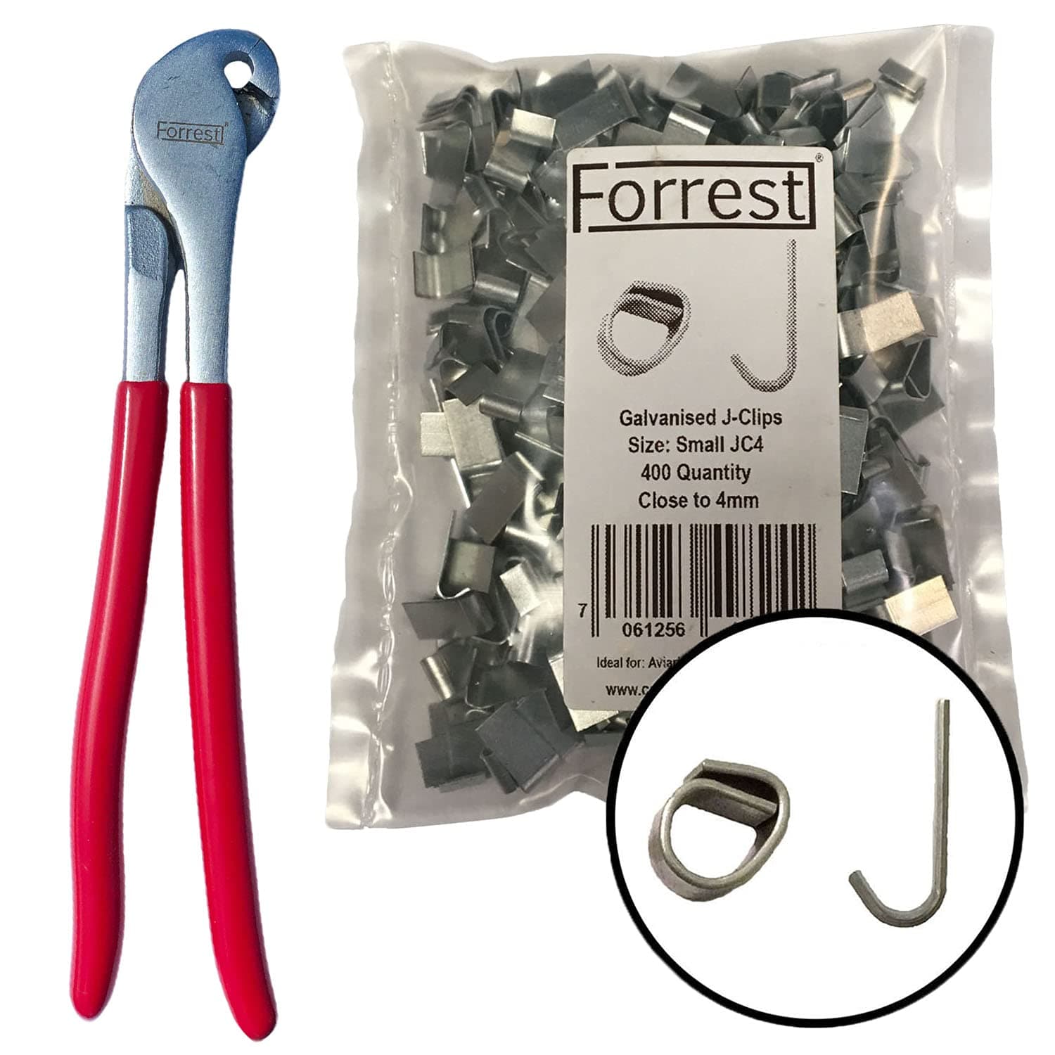 j-clip tool and j-clips x 400, wire mesh clips, cage clips, aviary clips Forrest J-Clips Made in the UK