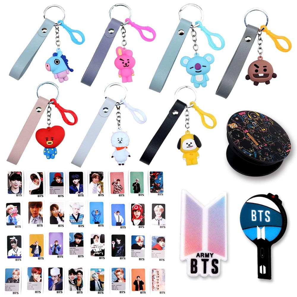 Fatyi BTS Gift Set for BTS Keychain(Bag Decoration), Lomo Card, Phone Stand, Badge, and Tape.