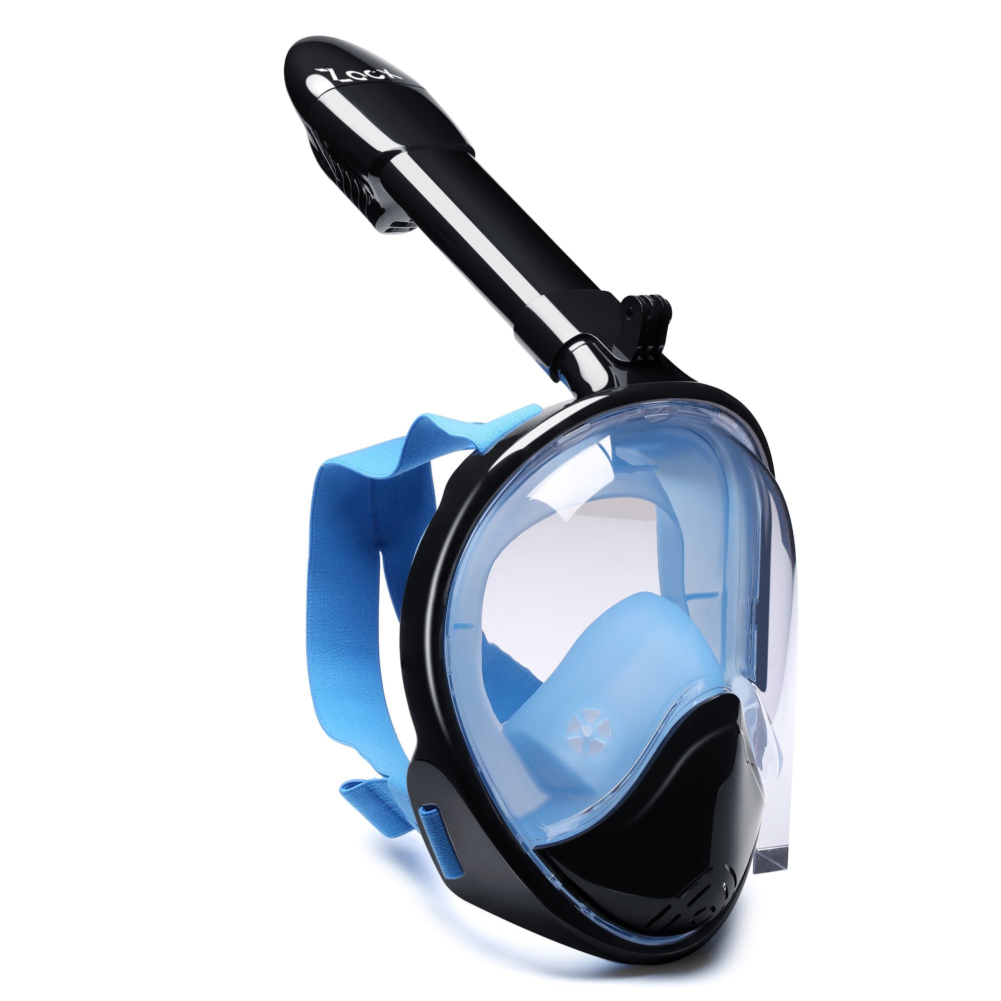 Snorkel Mask, Zacx True 180°Panoramic Viewing Full Face, GoPro Compatible, Anti-fog Anti-leak Design, with Adjustable Head Straps and Longer Snorkeling Tube - S/M Size