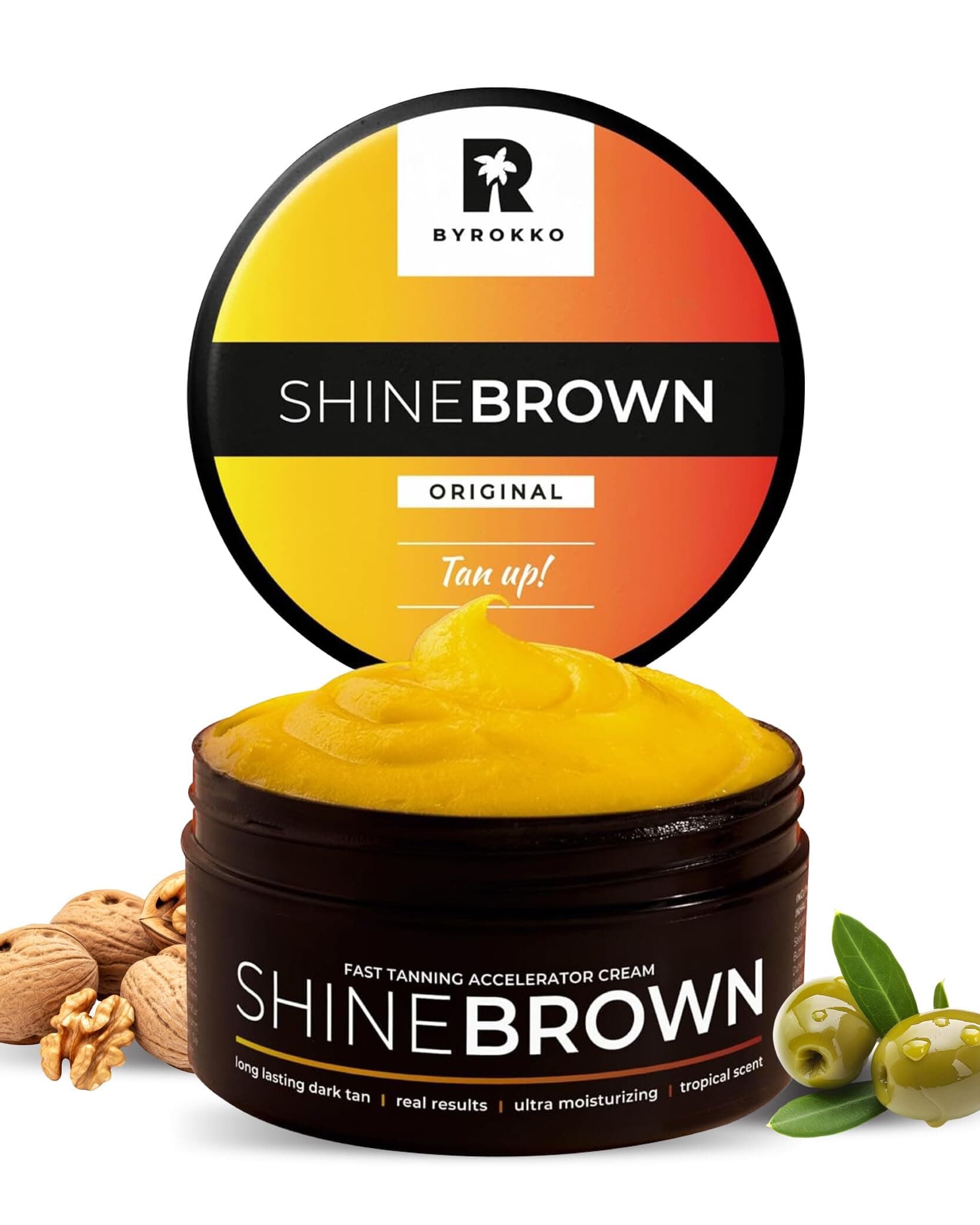 BYROKKO Shine Brown Tanning Accelerator 210ml - Fast Bronzing Sunbed Cream and Outdoor Tan Enhancer - Deep Natural Glow with Oil-Rich, Water-Resistant and Hydrating Formula