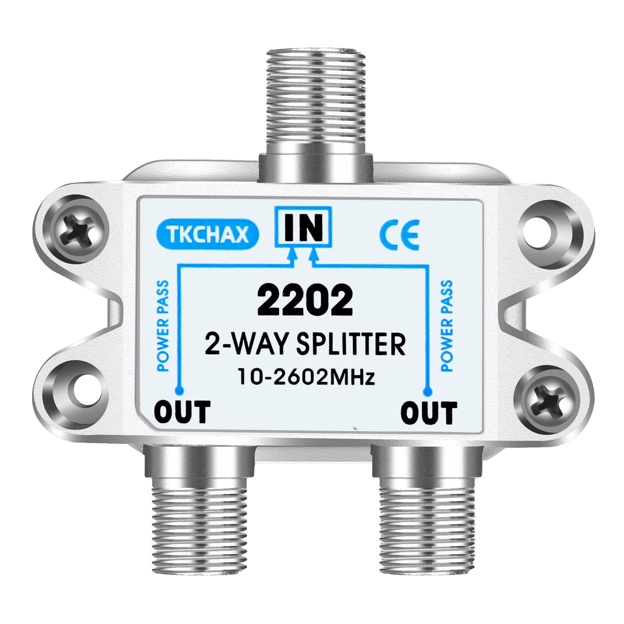 2 Way Coaxial Cable Splitter,Support 10-2602MHz, RG6 Compatible, Nickel-Plated for Cable Splitter,Work with CATV, Satellite TV,Antenna System and MoCA Configurations