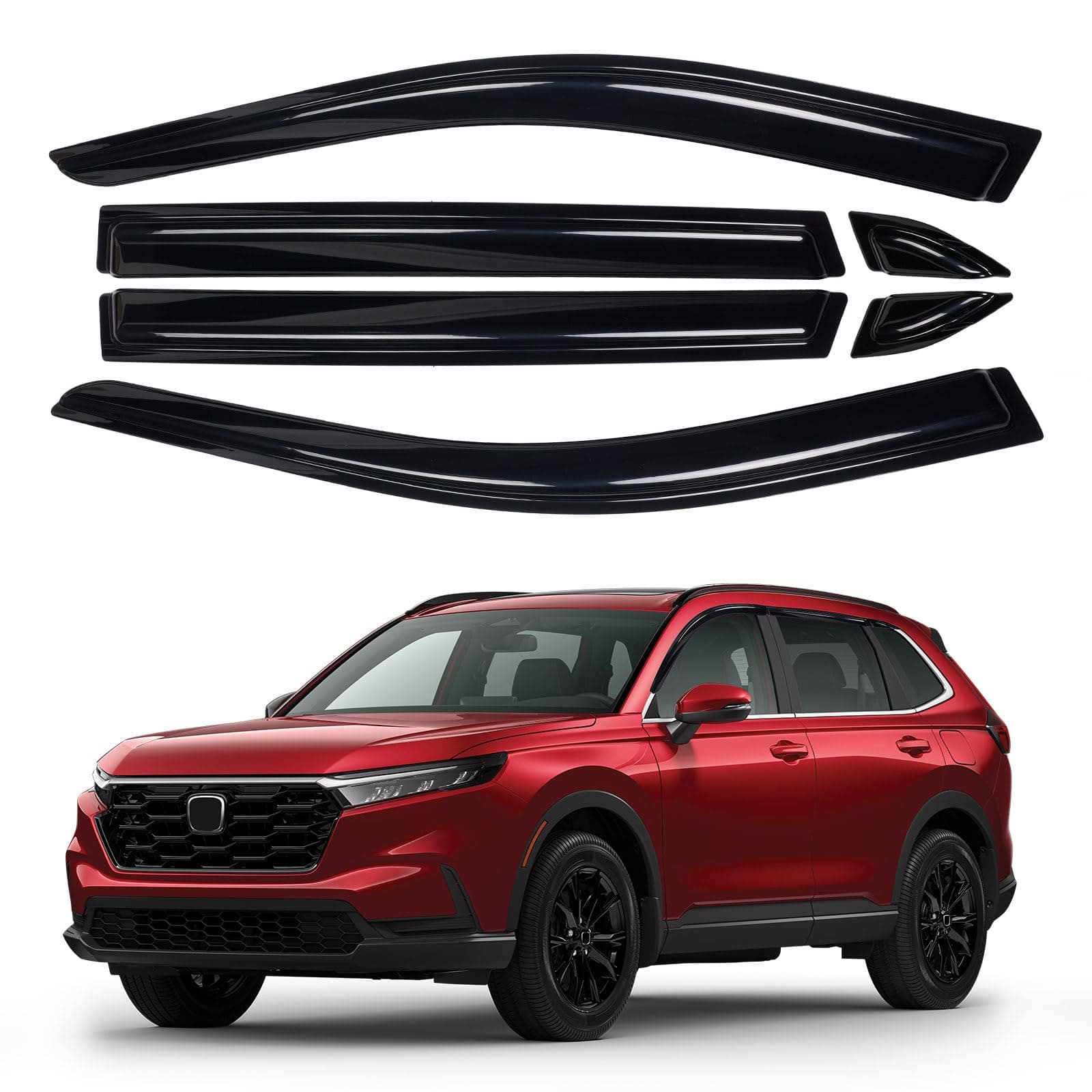 Window Visors Rain Guards for 2019-2025 Toyota RAV4 Accessories, Outside-Mount Tape-On Side Window Wind Deflectors Vent Visors Shades Rainproof 6PCS