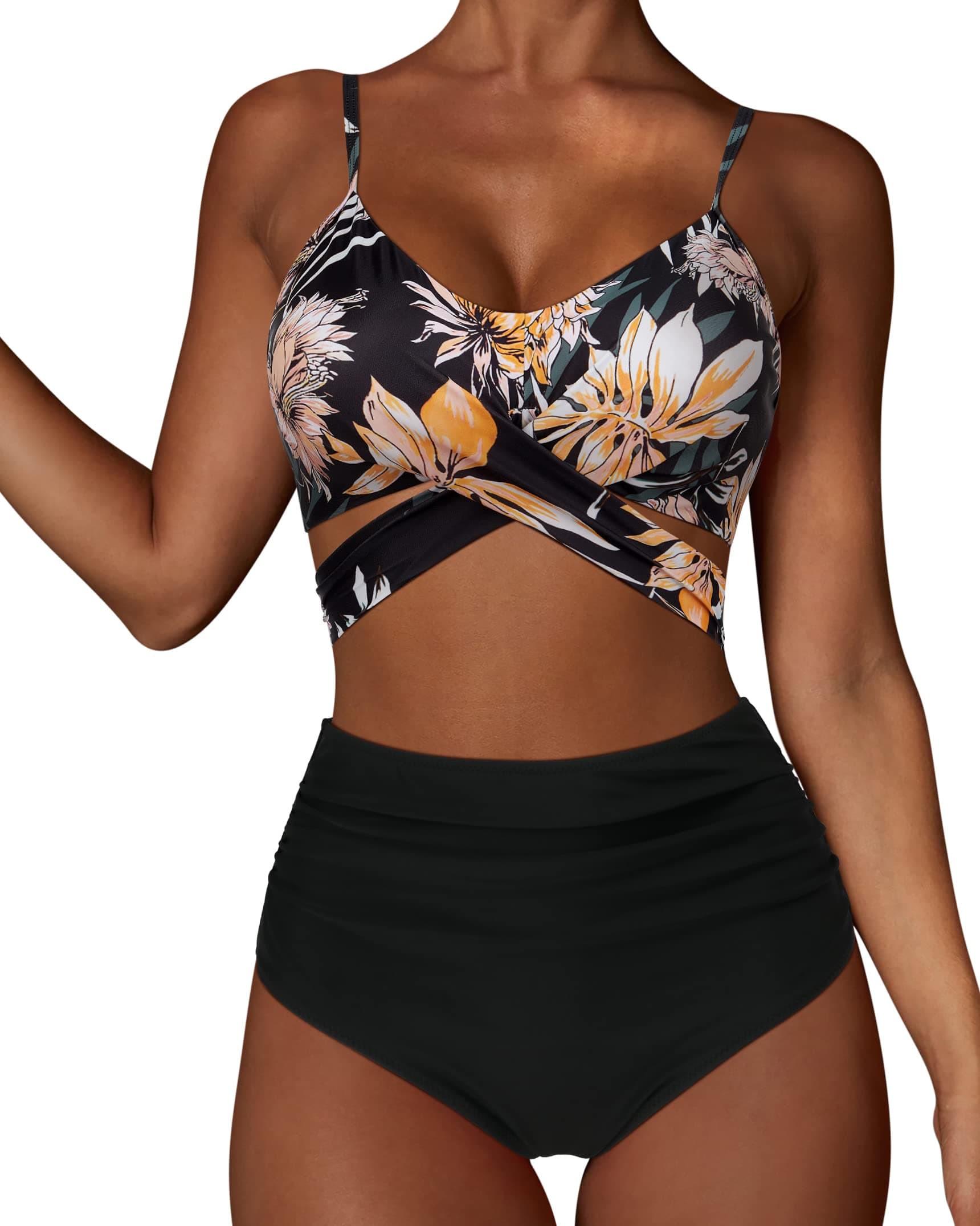 RXRXCOCOWomen Wrap Bikini Set Push Up High Waisted 2 Piece Swimsuits Plus Size Swimwear