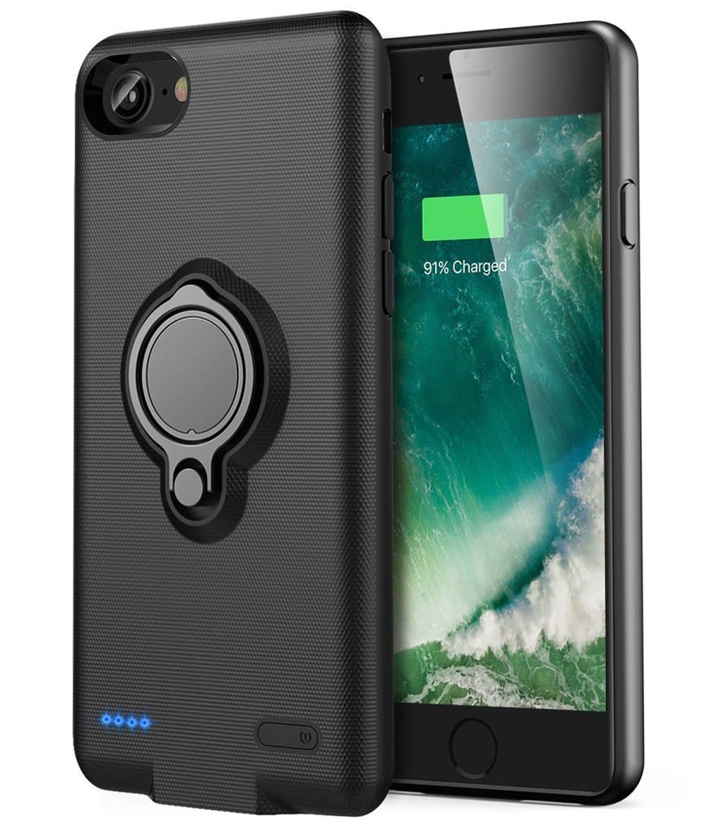 iPhone 6/6s Battery Case - Veepax Premium 5000mAh Portable Charging Case Rechargeable Extended Battery Pack with Car Holder Kickstand for Apple iPhone 6/6s/7/8 (4.7 Inch) - Black