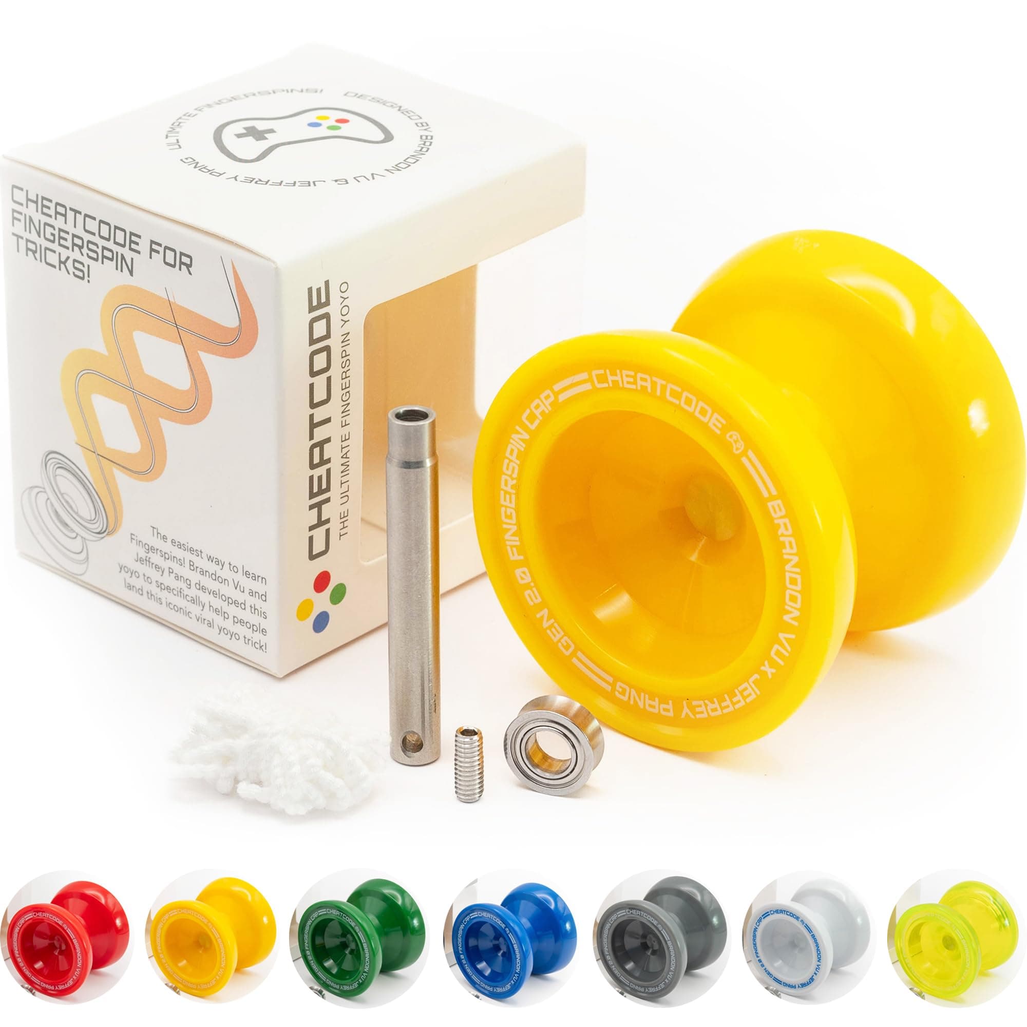 Cheatcode Yoyo by Brandon Vu | Master Fingerspin Tricks | Responsive & Unresponsive Yo-yo for Kids, Teens & Adults | Great Yo Yo for Beginners | Extra Professional Ball Bearing Kit Included | Offset