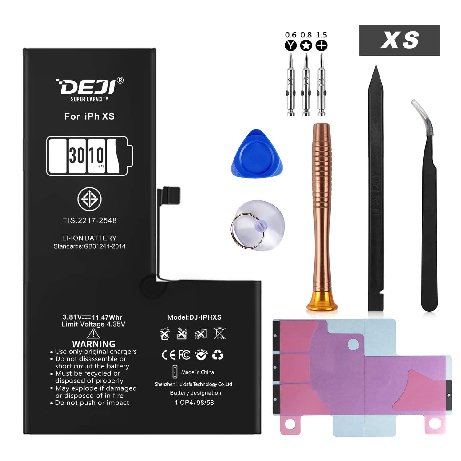 Battery for iPhone Xs, 3010mAh High Capacity Replacement Battery for iPhone Xs A1920, A2097, A2098, A2100, with Professional Repair Tool Kit and Instructions