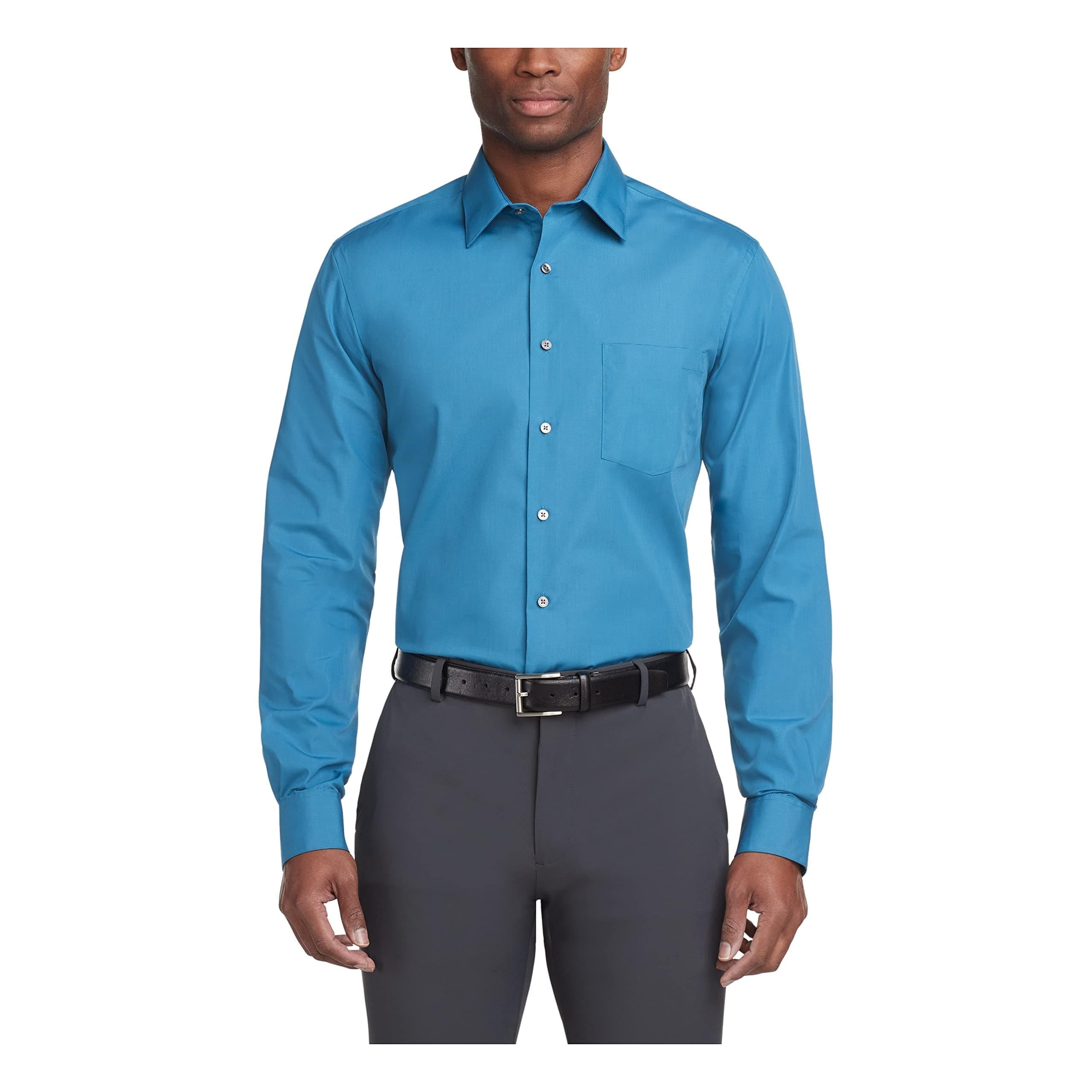 Mens Poplin Regular Fit Solid Point Collar SHIRT