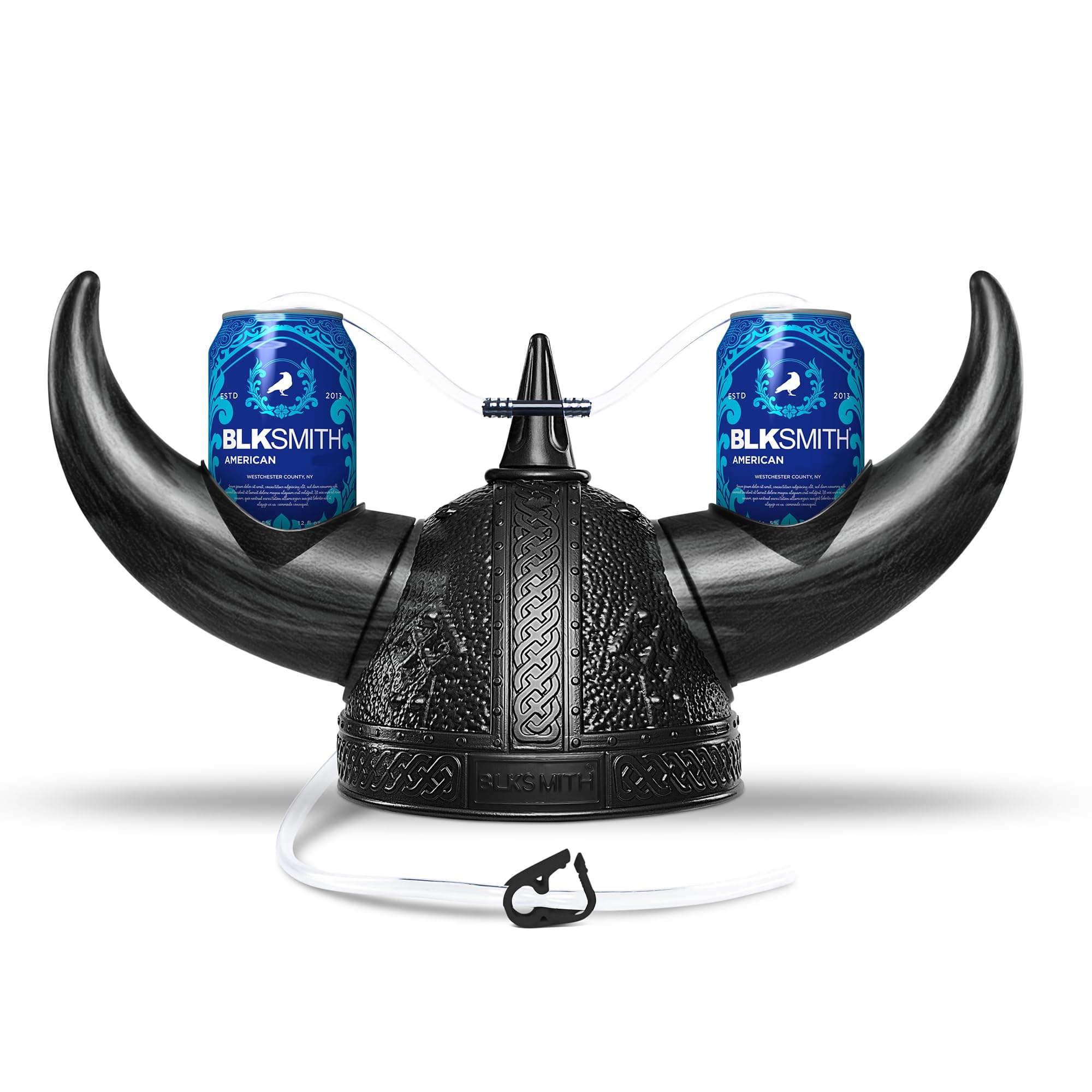 BLKSMITH Drinking Helmet, Viking Drinking Hat with Straws Holds 2 Cans, Adjustable to Fit 16-24" Head, Cool Gifts for Dad