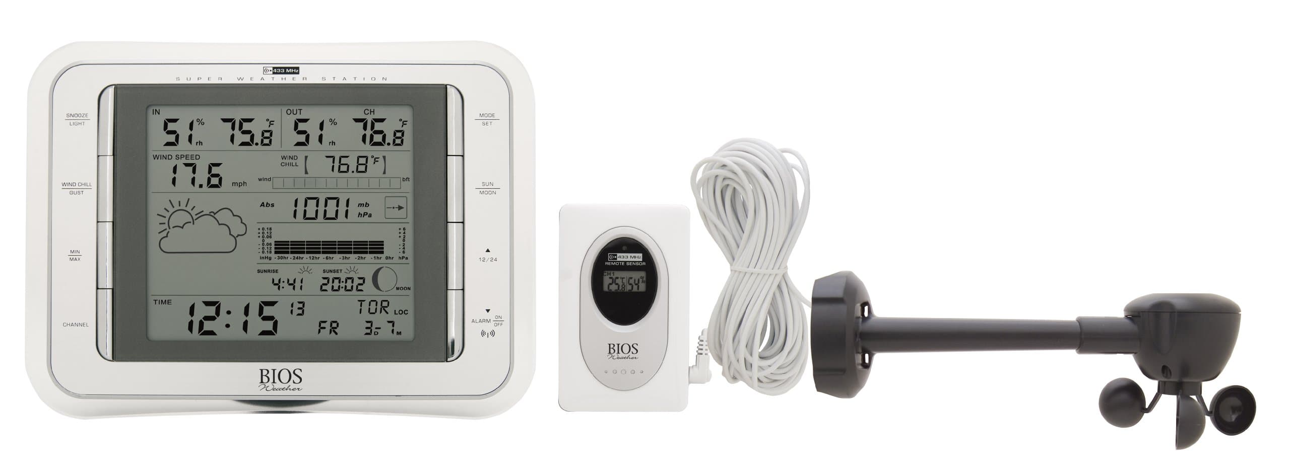 Thermor Bios Home Weather Station with Wind Speed (White, 10.25-Inch x 8.5-Inch x 3.25-Inch)