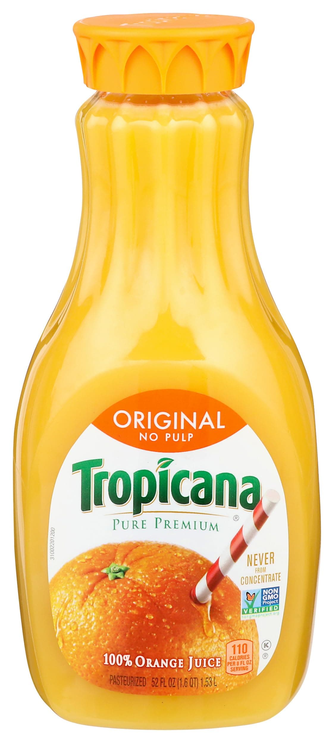 Tropicana Orange Juice, No Pulp, 52 Fl Oz