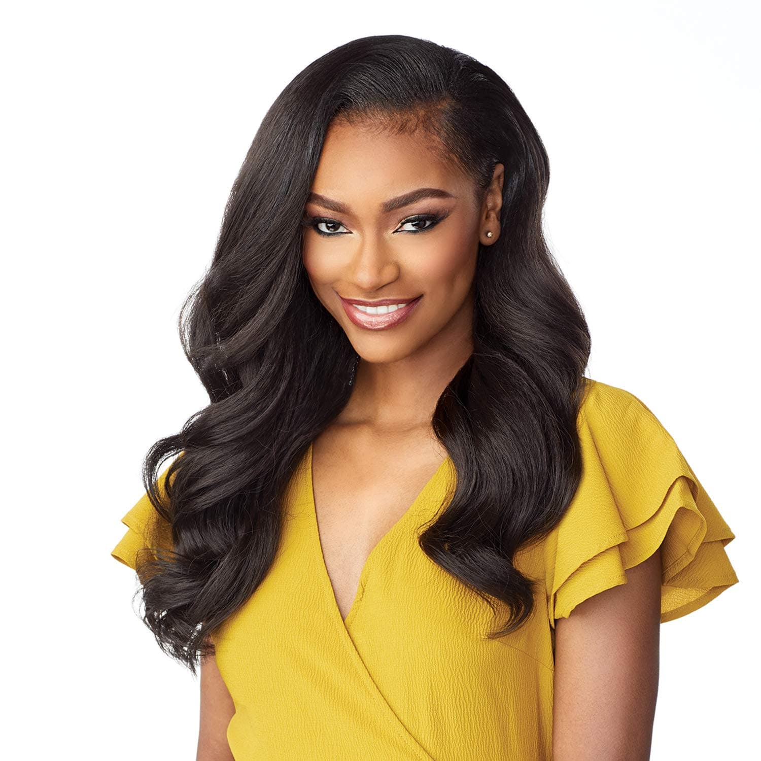 Sensationnel Instant Weave Half Wig - 4 Synthetic Blendwig Adjustable Drawstring for Seamless Hair Blending (1B OFFBLACK)