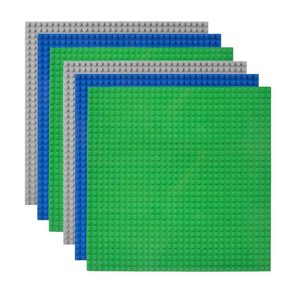 6 Pack Classic Baseplates 10" x 10", Building Base Plates for Building Bricks, 100% Compatible with Major Brands and Activity Table-Baseplate, Sturdy & Safe, Age 3 and up Kids, Multicolored