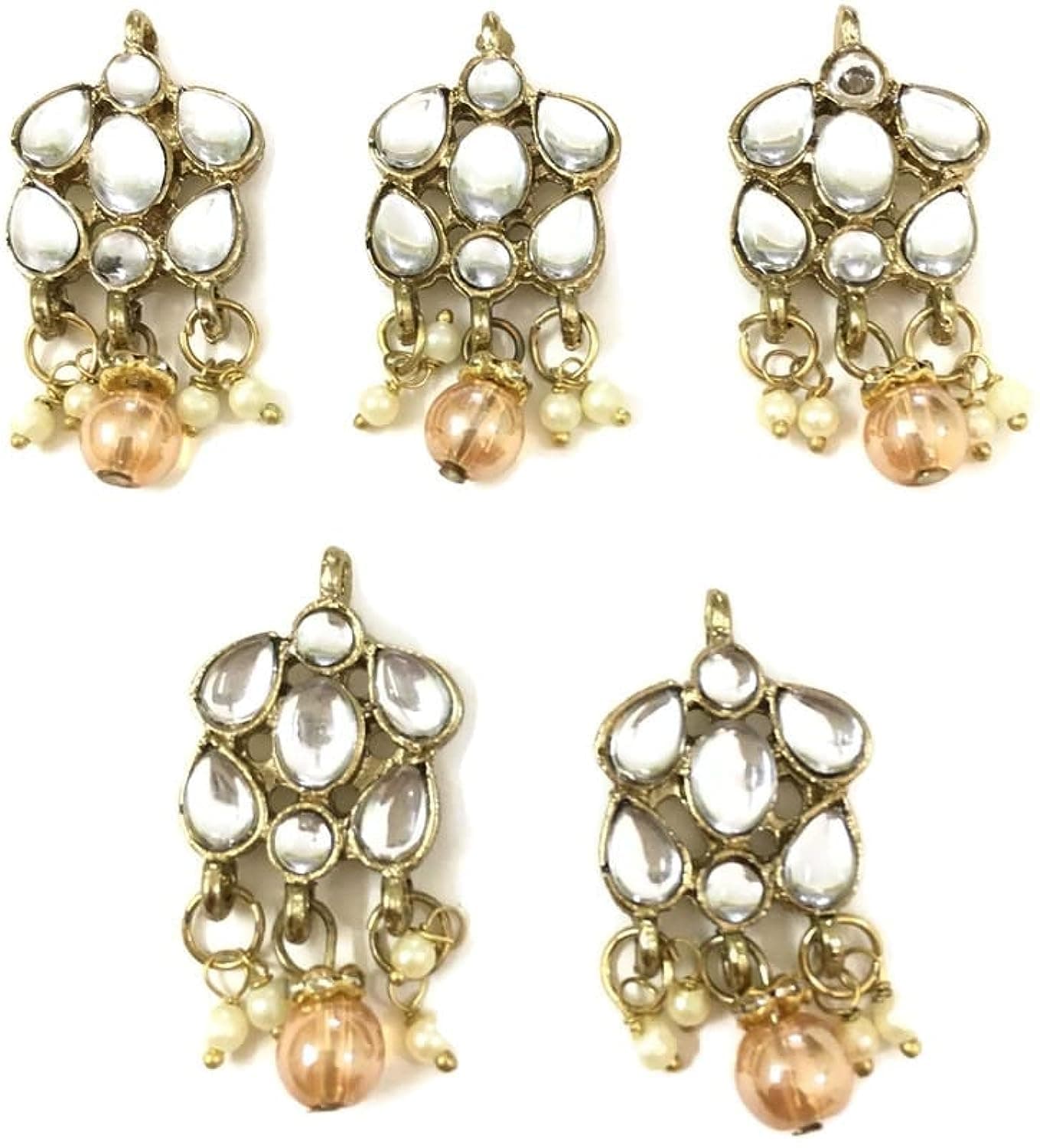 SYNC kundan buttons for kurtis 4 cm golden clothes kurta pearl hanging women girl metal button beads long hanging latkan sewing dress lehenga tassel dress decoration fringe fancy stylish diy craft