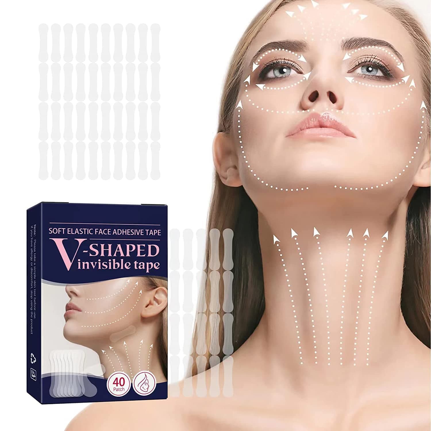 Sponsored Ad – Face Lift Tape, 80Pcs V Shaped Invisible Face Stickers, Double Chin V Line Lifting Patch, Tighten Hide Double Chin And Wrinkles Around The Eyes and Neck, Lifting Saggy Skin, Make-up Face Lift Tools